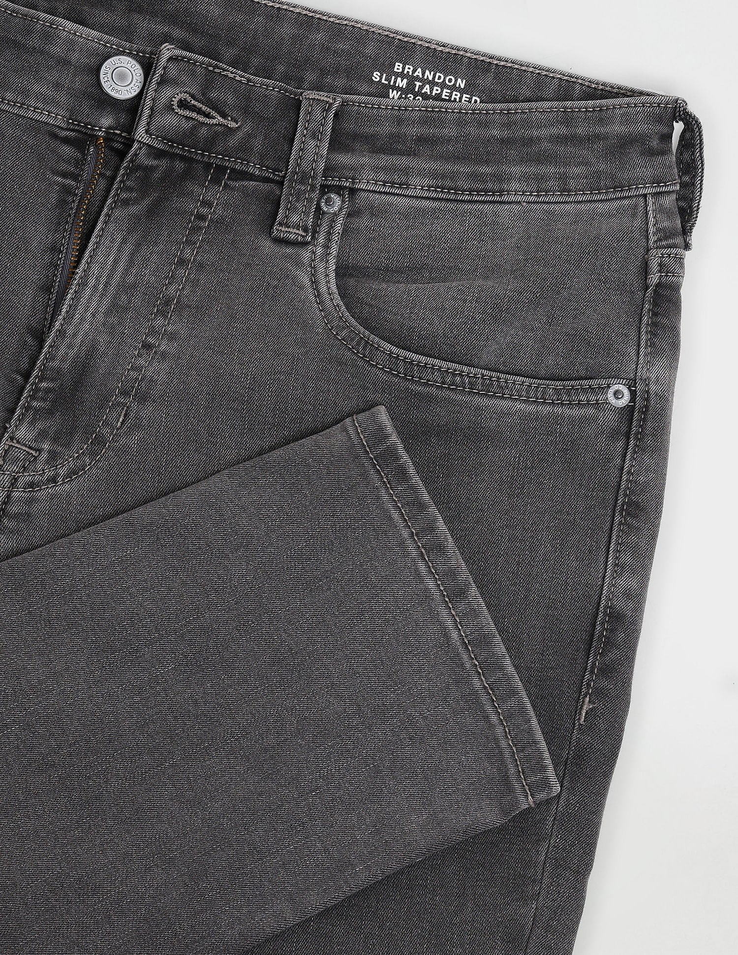 Brandon Slim Tapered Grey Jeans - Image 2