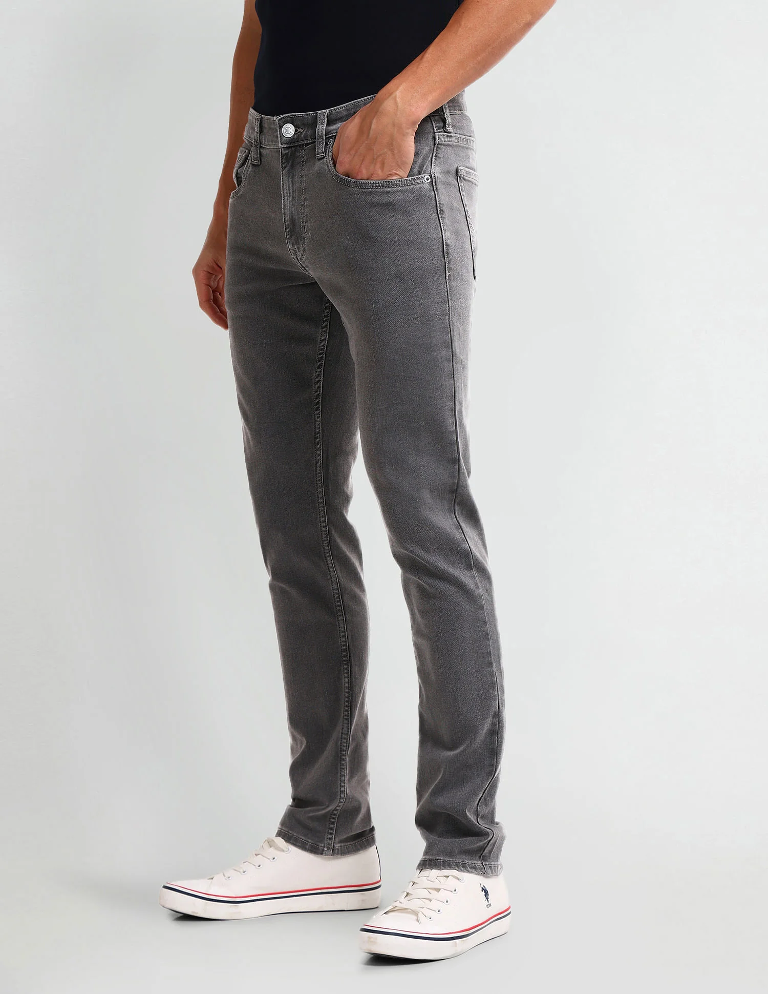 Brandon Slim Tapered Grey Jeans - Image 4