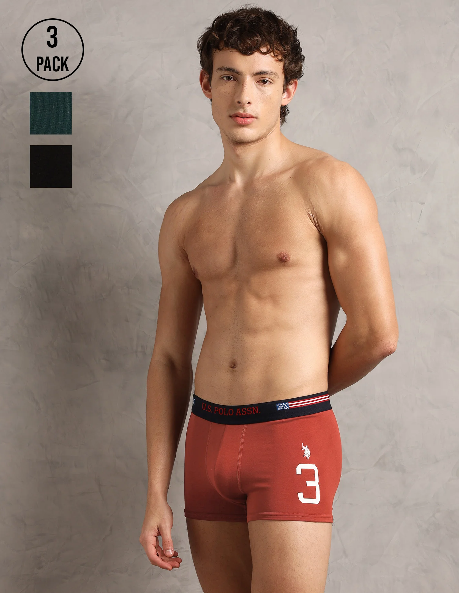 Breathable Solid I015-P3 Trunk - Pack Of 3