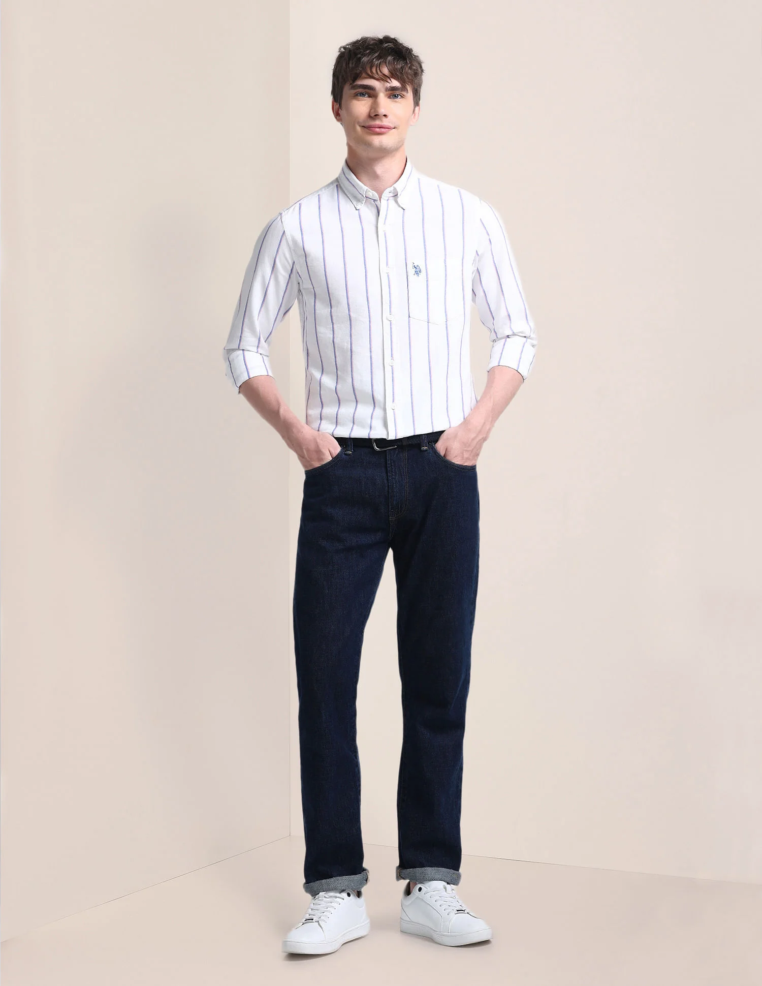 Button-Down Collar Cotton Shirt - Image 3