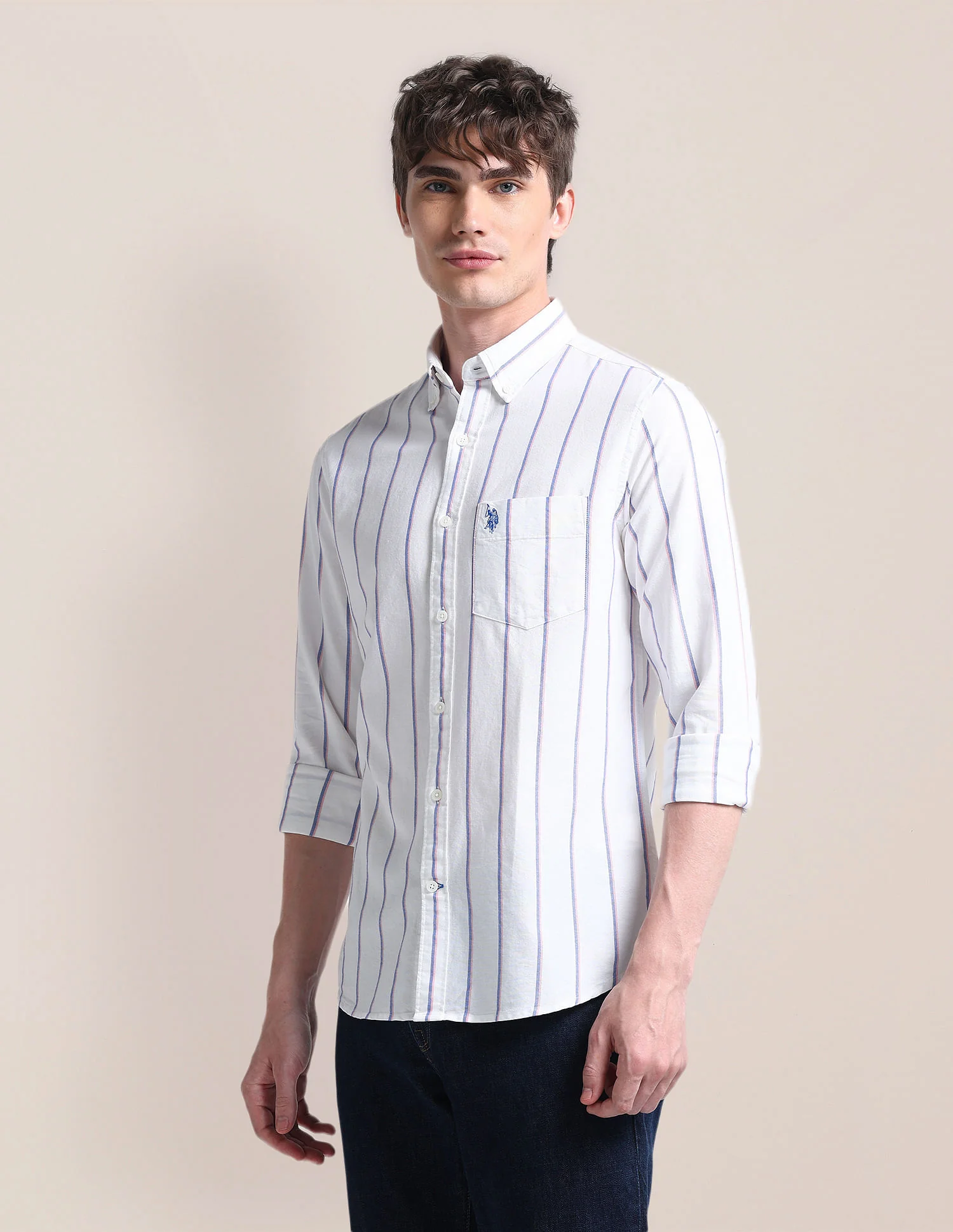 Button-Down Collar Cotton Shirt - Image 4