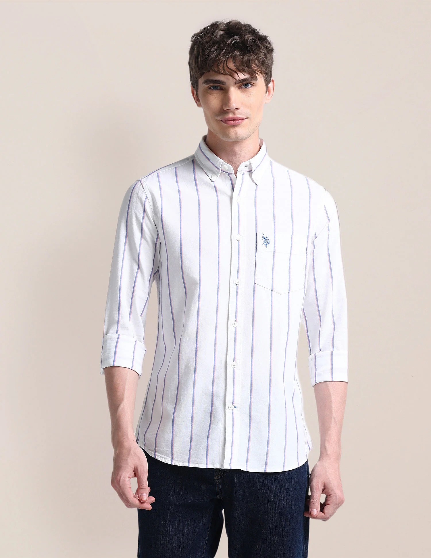 Button-Down Collar Cotton Shirt - Image 6