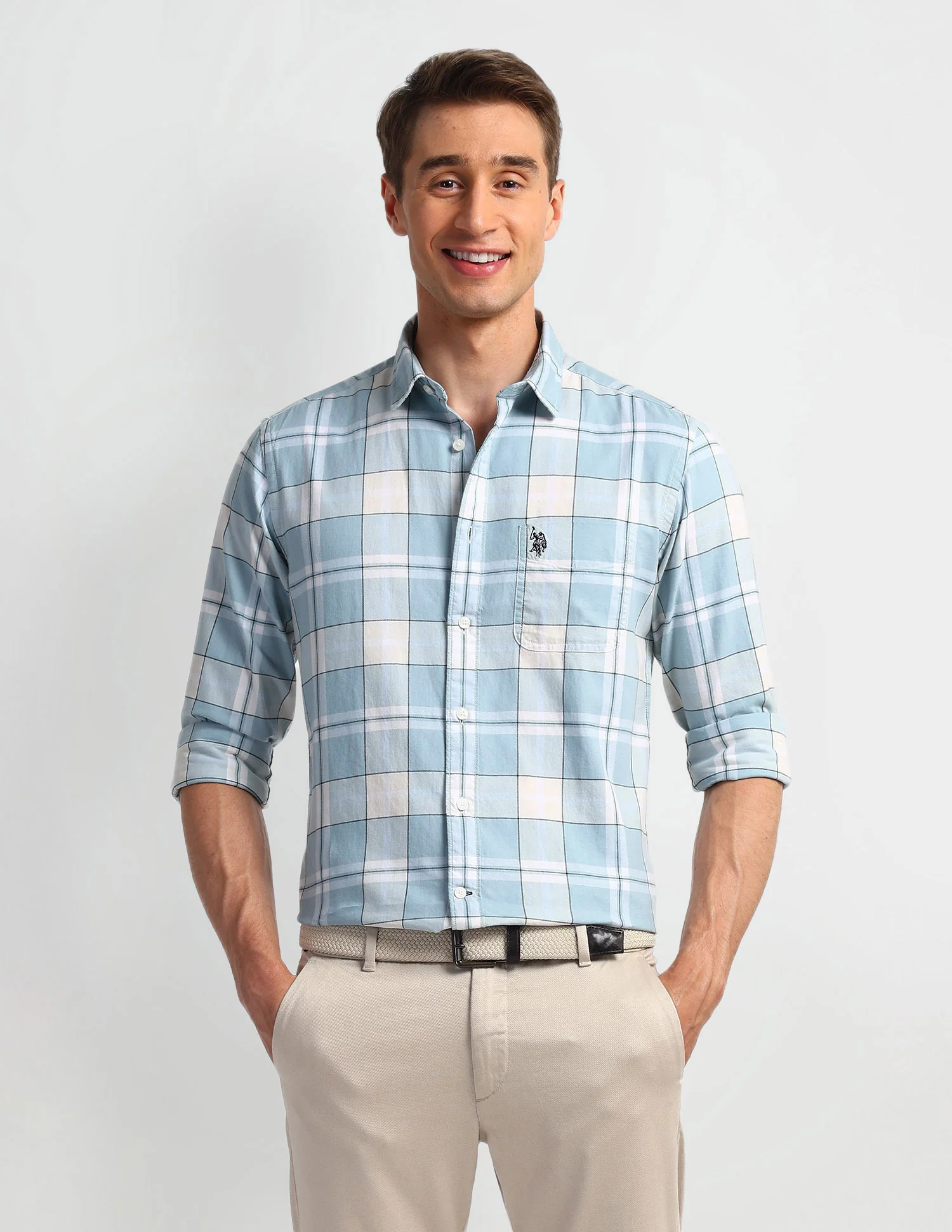 Windowpane Checked Slim Fit Shirt