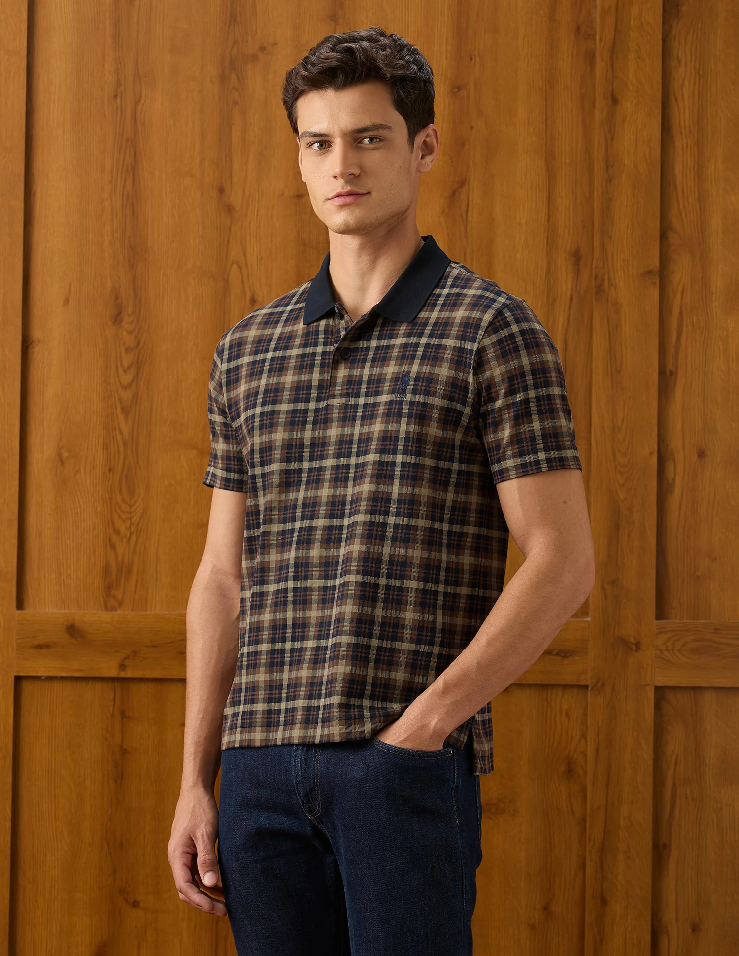 Checked Slim Fit Polo Shirt - Image 4
