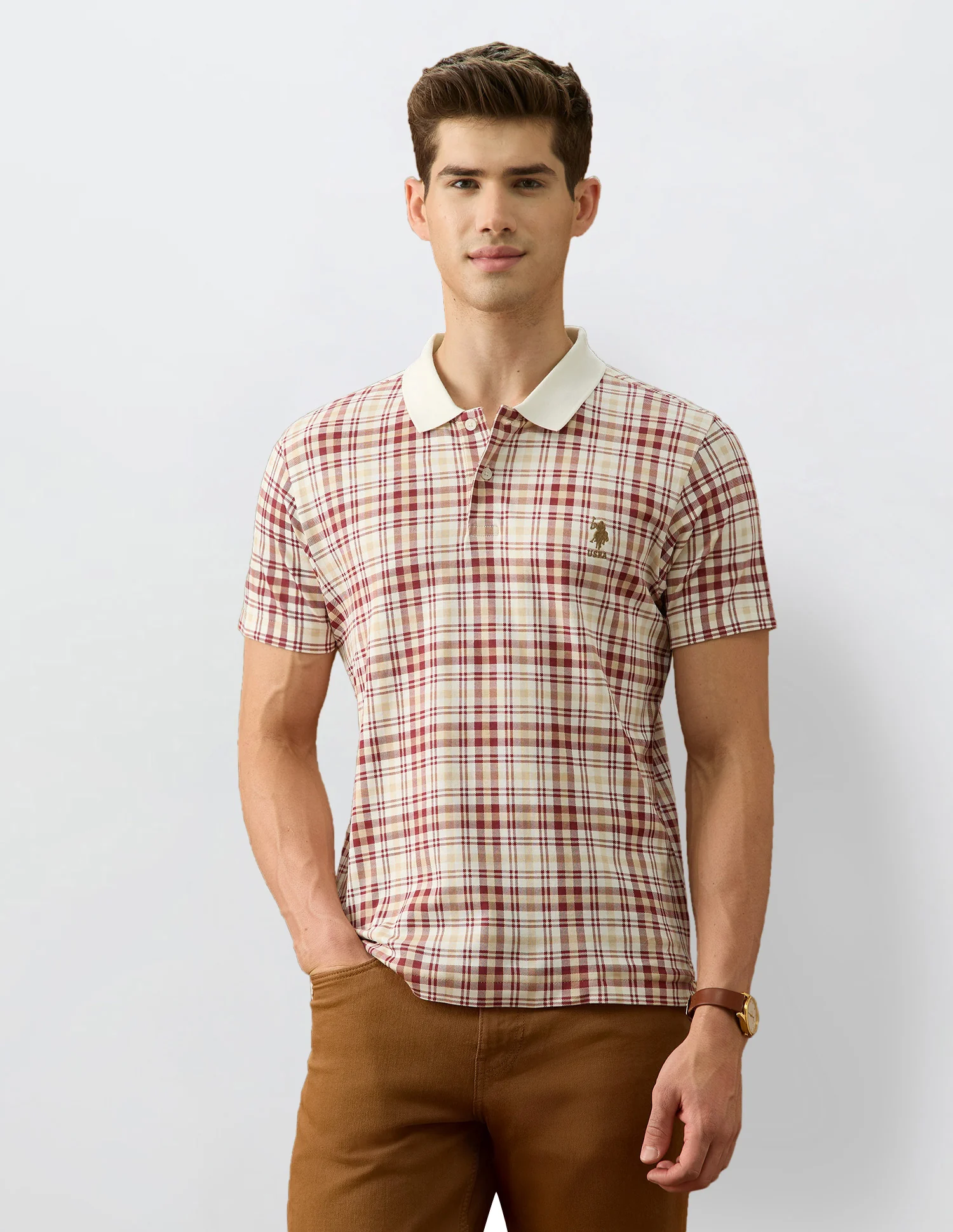 Checked Slim Fit Polo Shirt