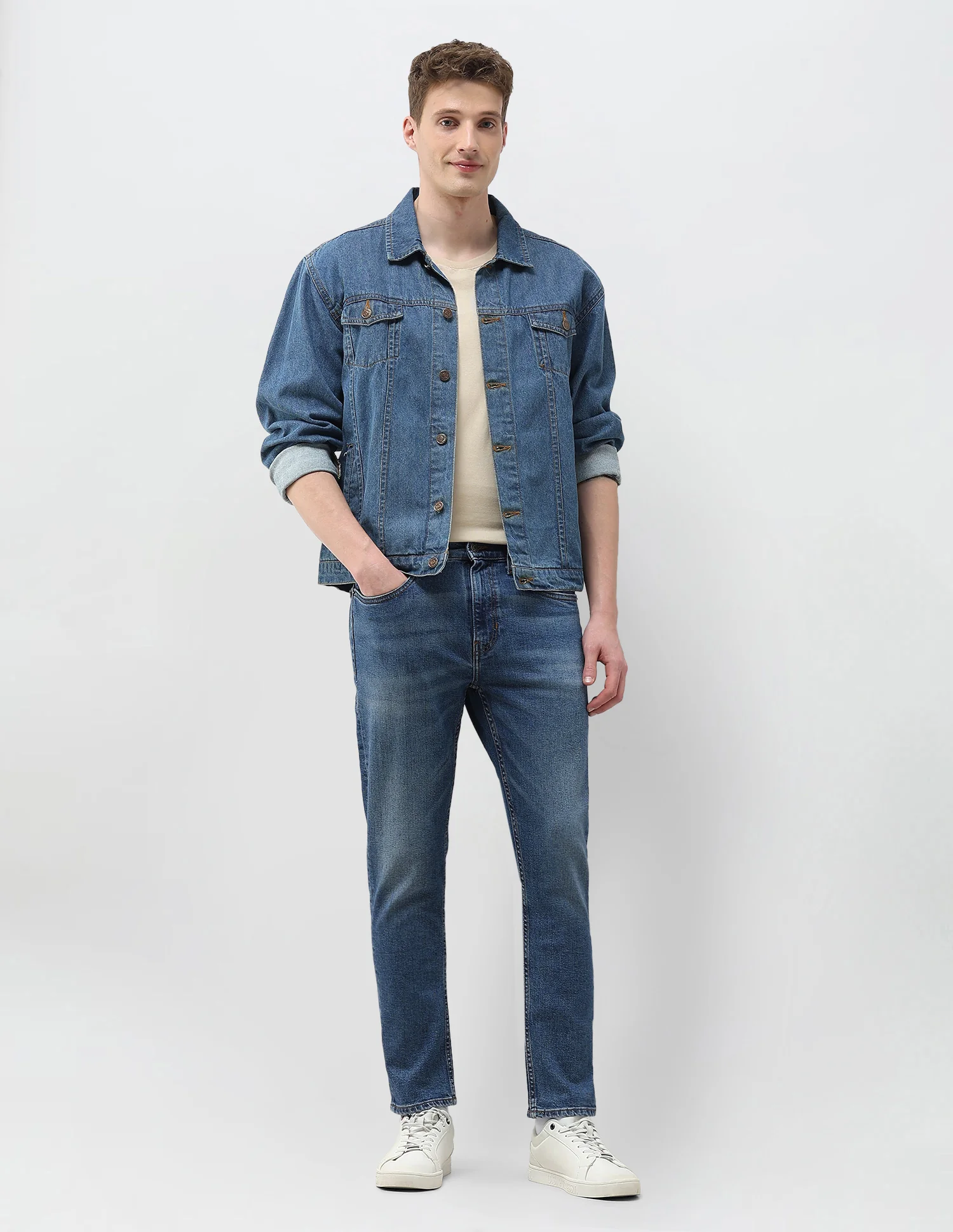 Cole Comfort Cropped Fit Blue Jeans - Image 3