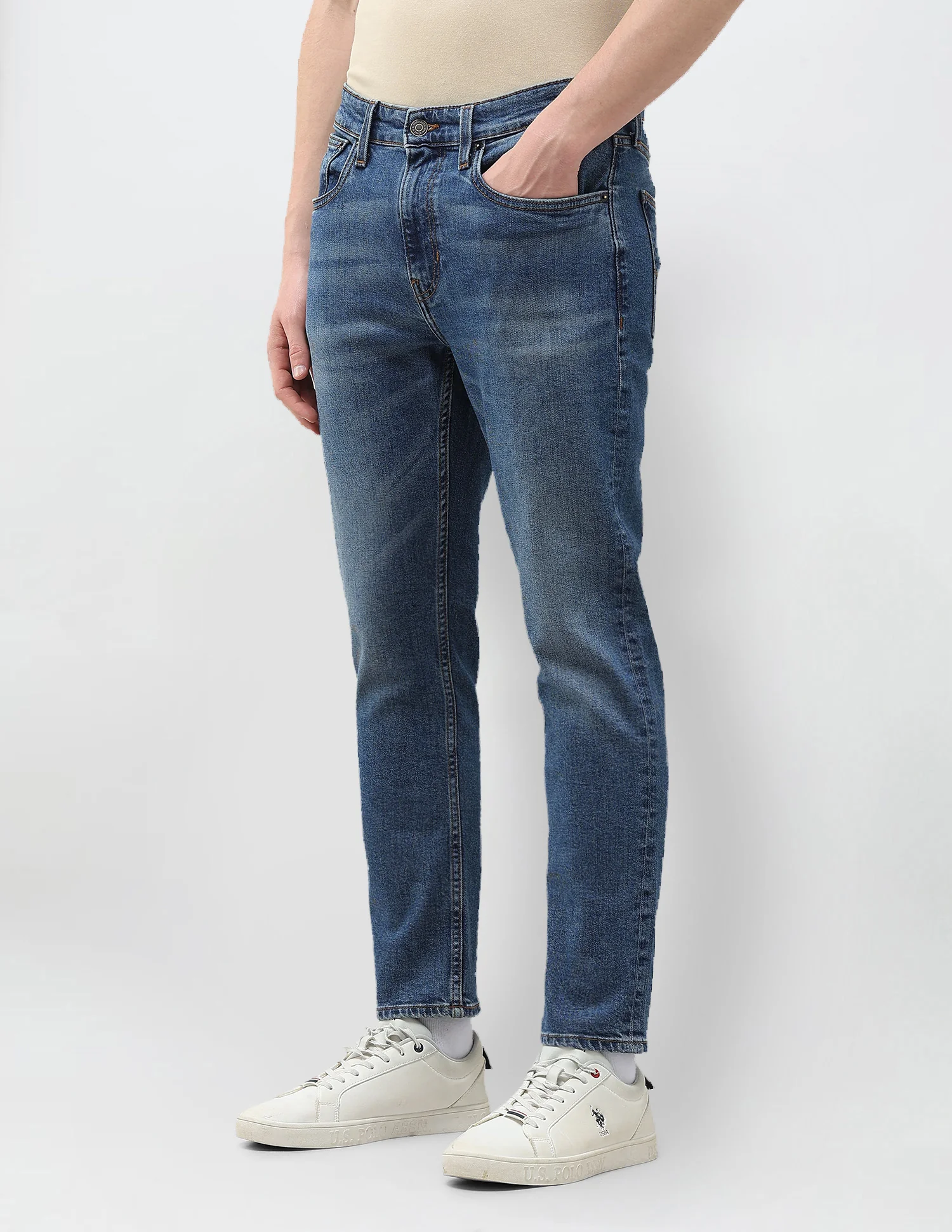 Cole Comfort Cropped Fit Blue Jeans - Image 4