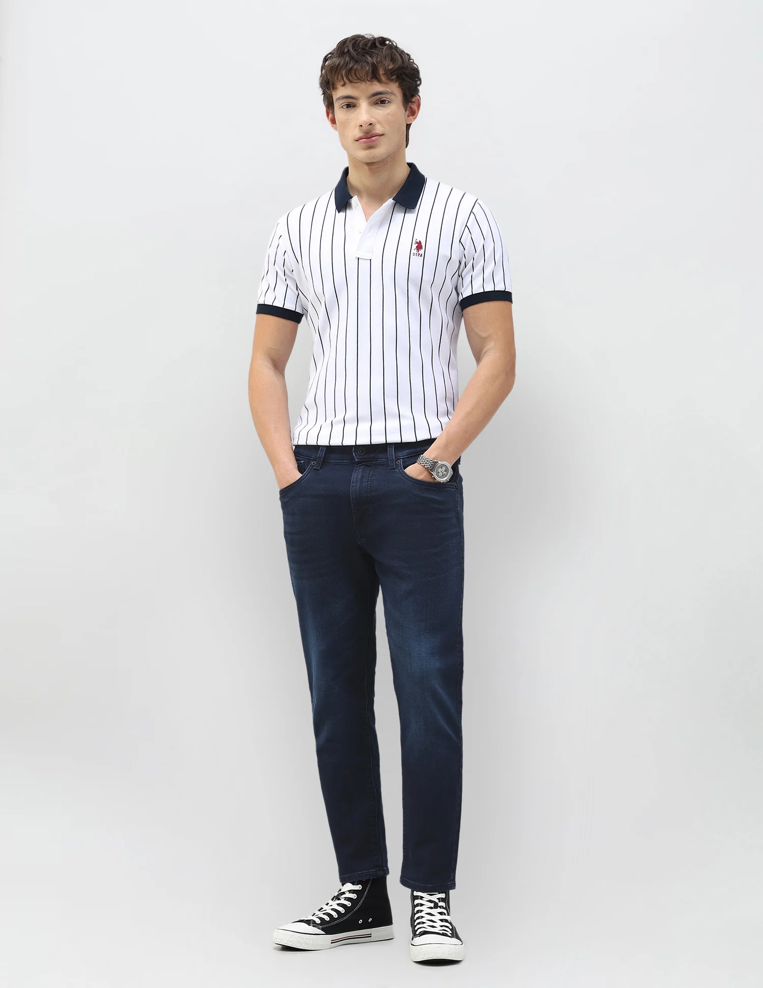 Cole Comfort Cropped Fit Blue Jeans - Image 3