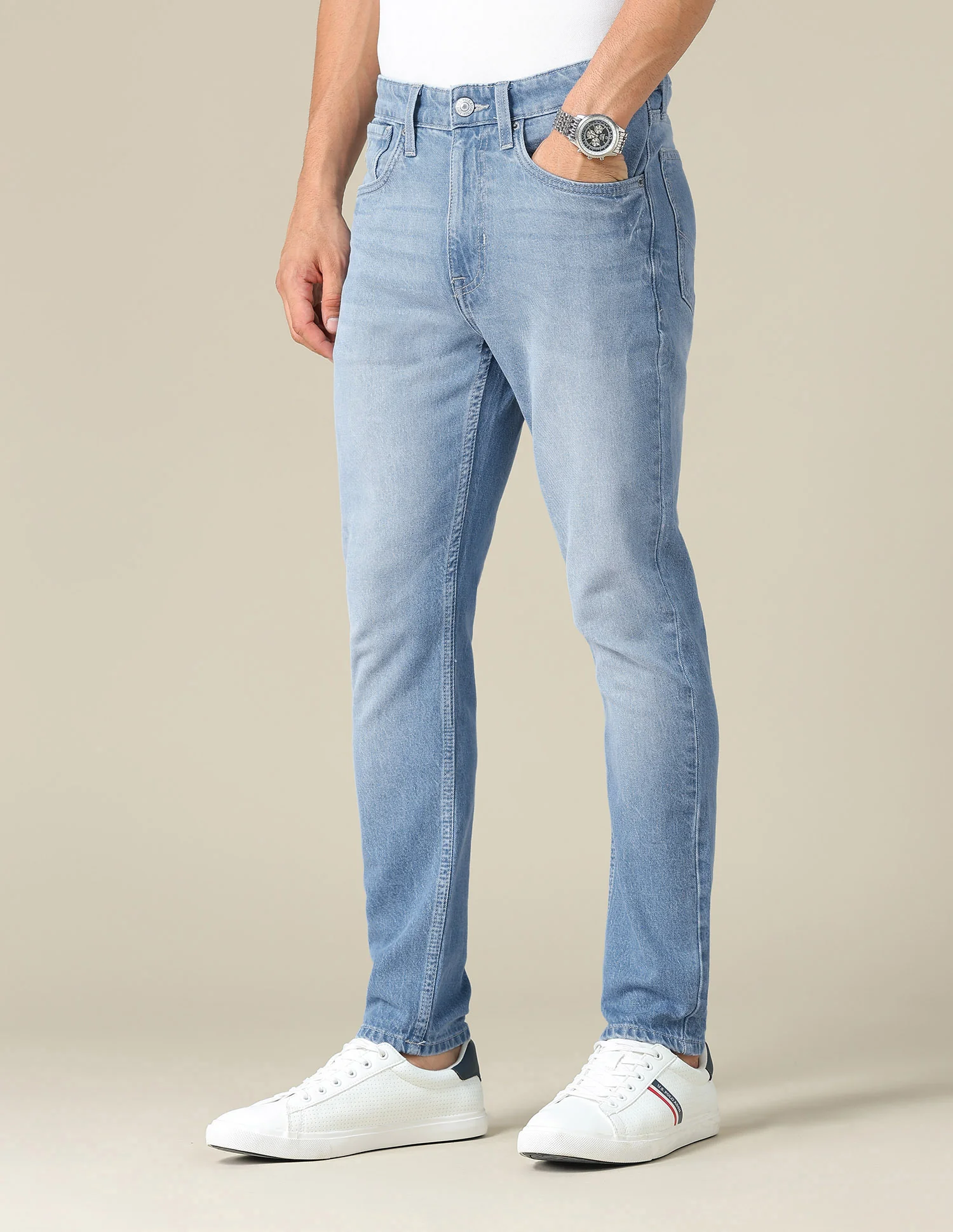 Cole Comfort Cropped Fit Blue Jeans - Image 4