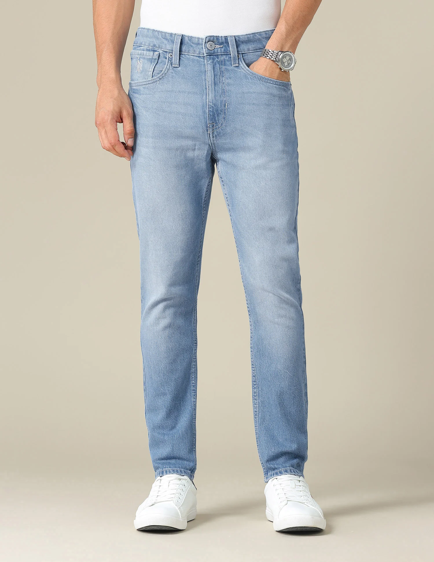 Cole Comfort Cropped Fit Blue Jeans - Image 6