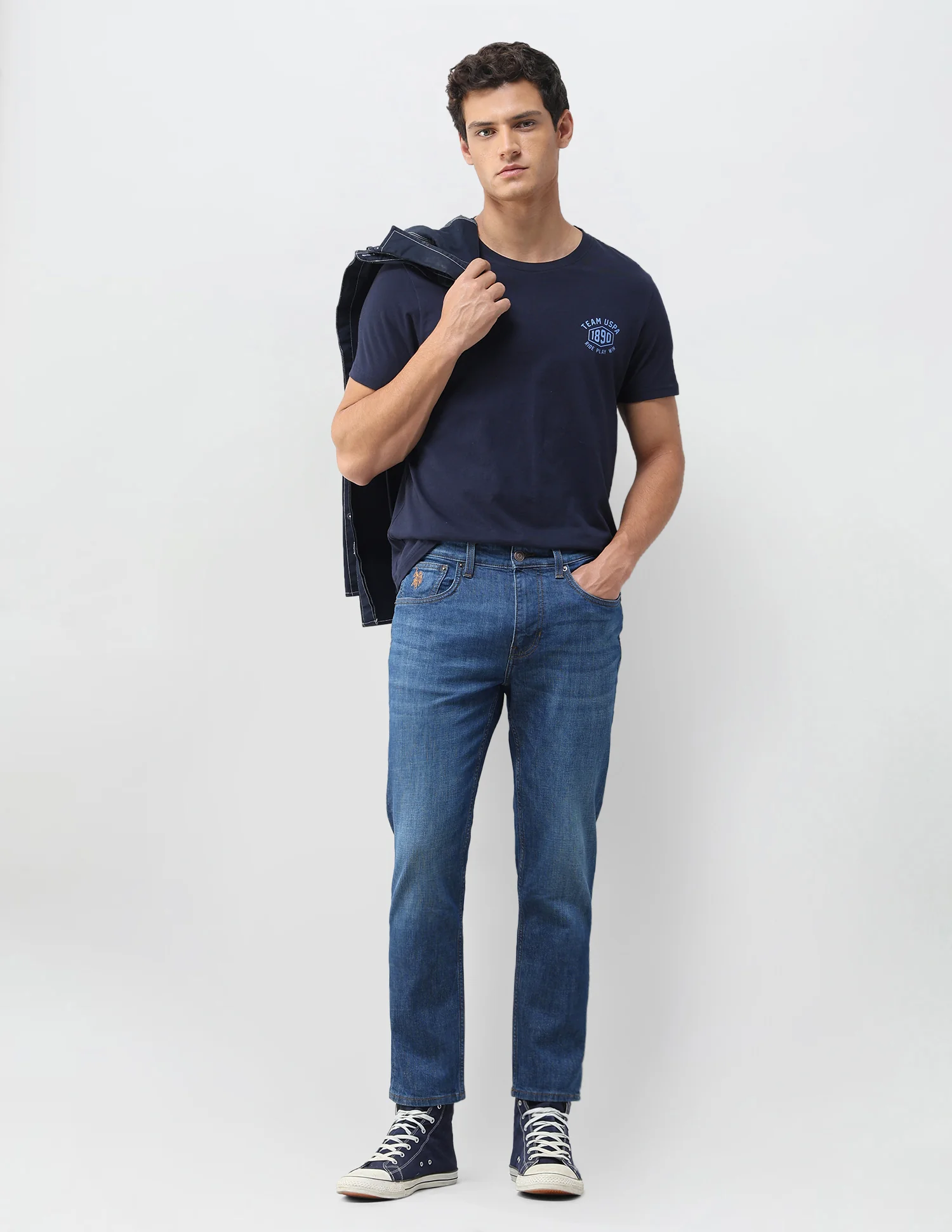 Cole Comfort Cropped Fit Blue Jeans - Image 3