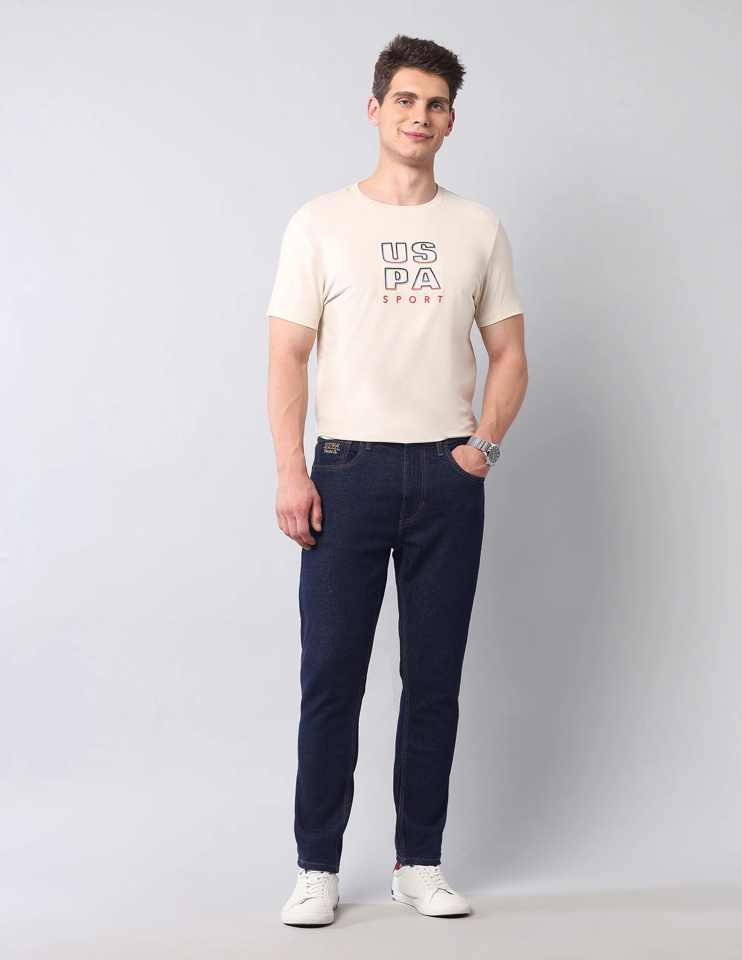 Cole Comfort Cropped Fit Blue Jeans - Image 3