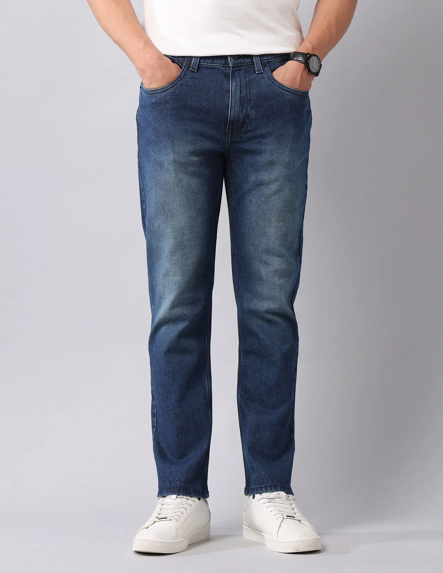 Cole Comfort Cropped Fit Blue Jeans