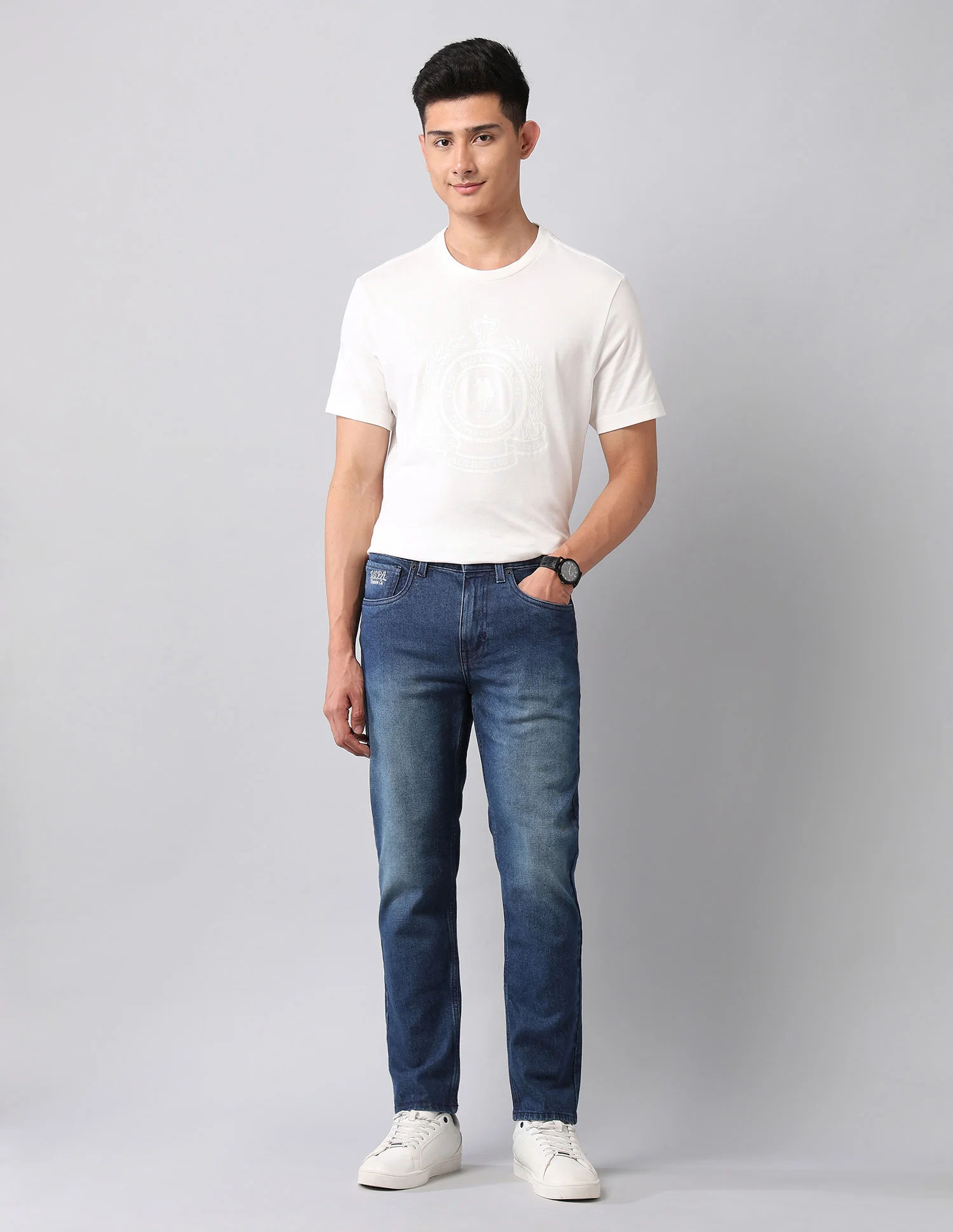 Cole Comfort Cropped Fit Blue Jeans - Image 3