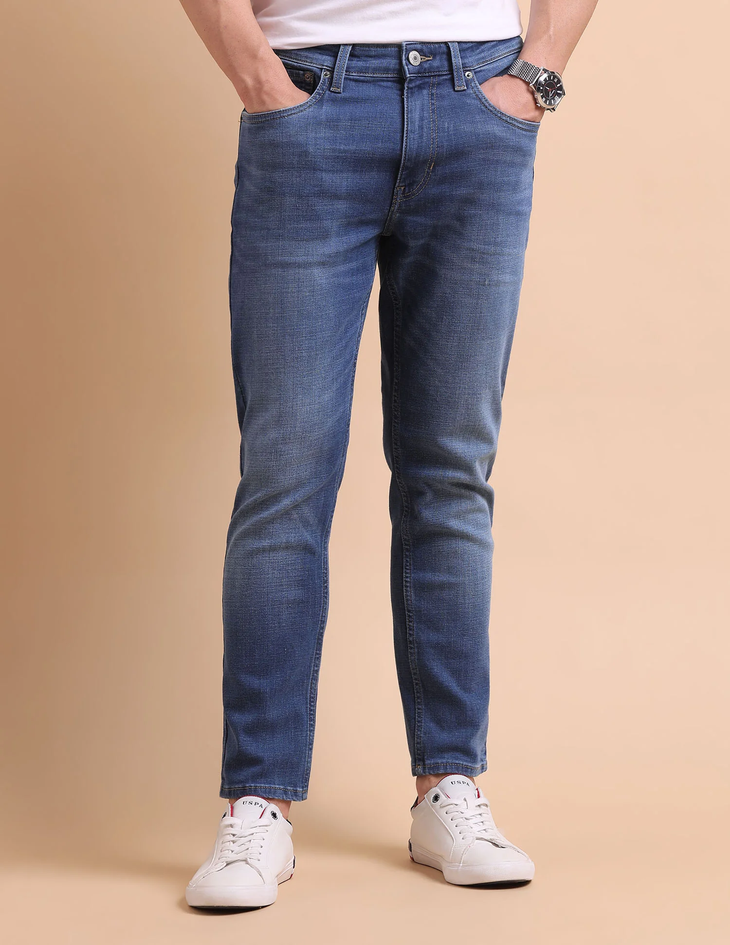 Cole Comfort Cropped Fit Blue Jeans