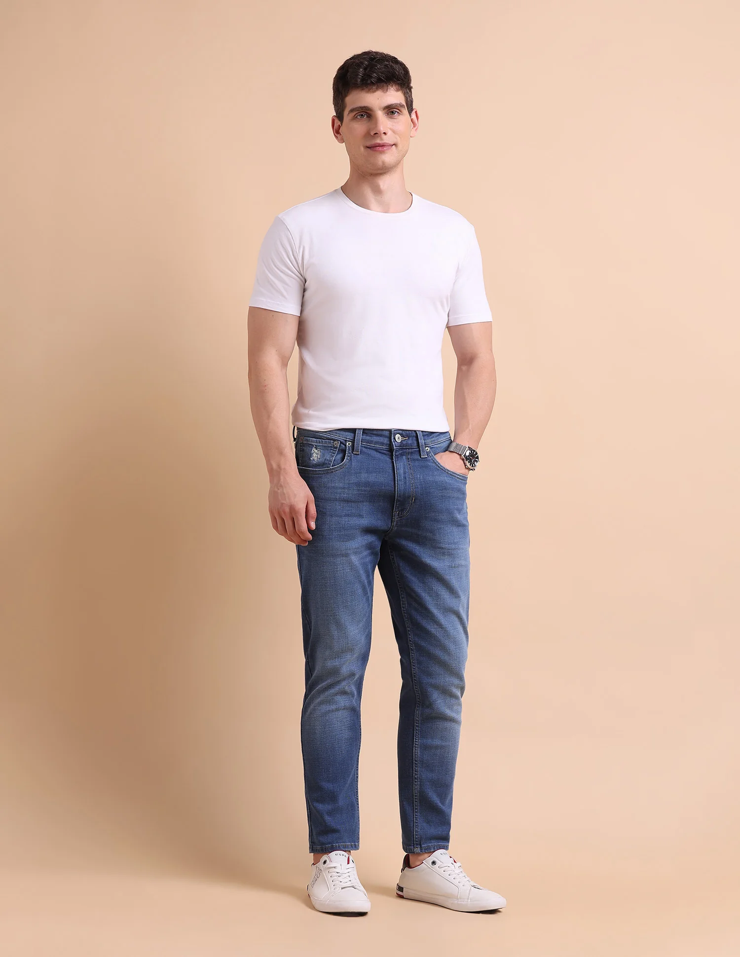 Cole Comfort Cropped Fit Blue Jeans - Image 3