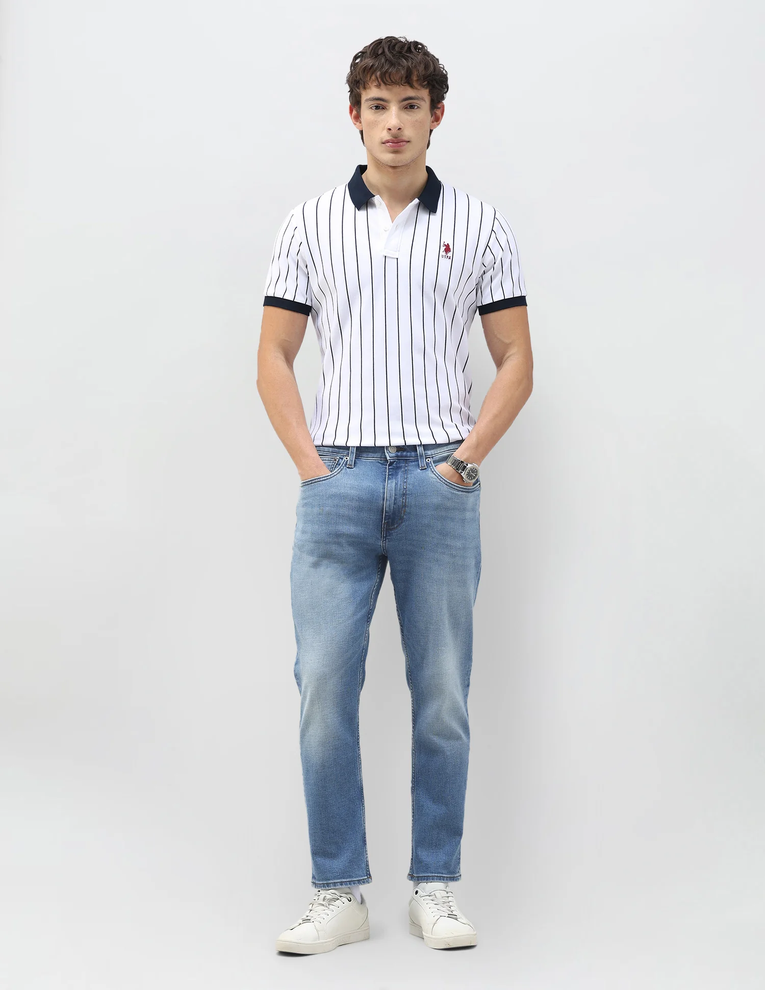 Cole Comfort Cropped Fit Blue Jeans - Image 3