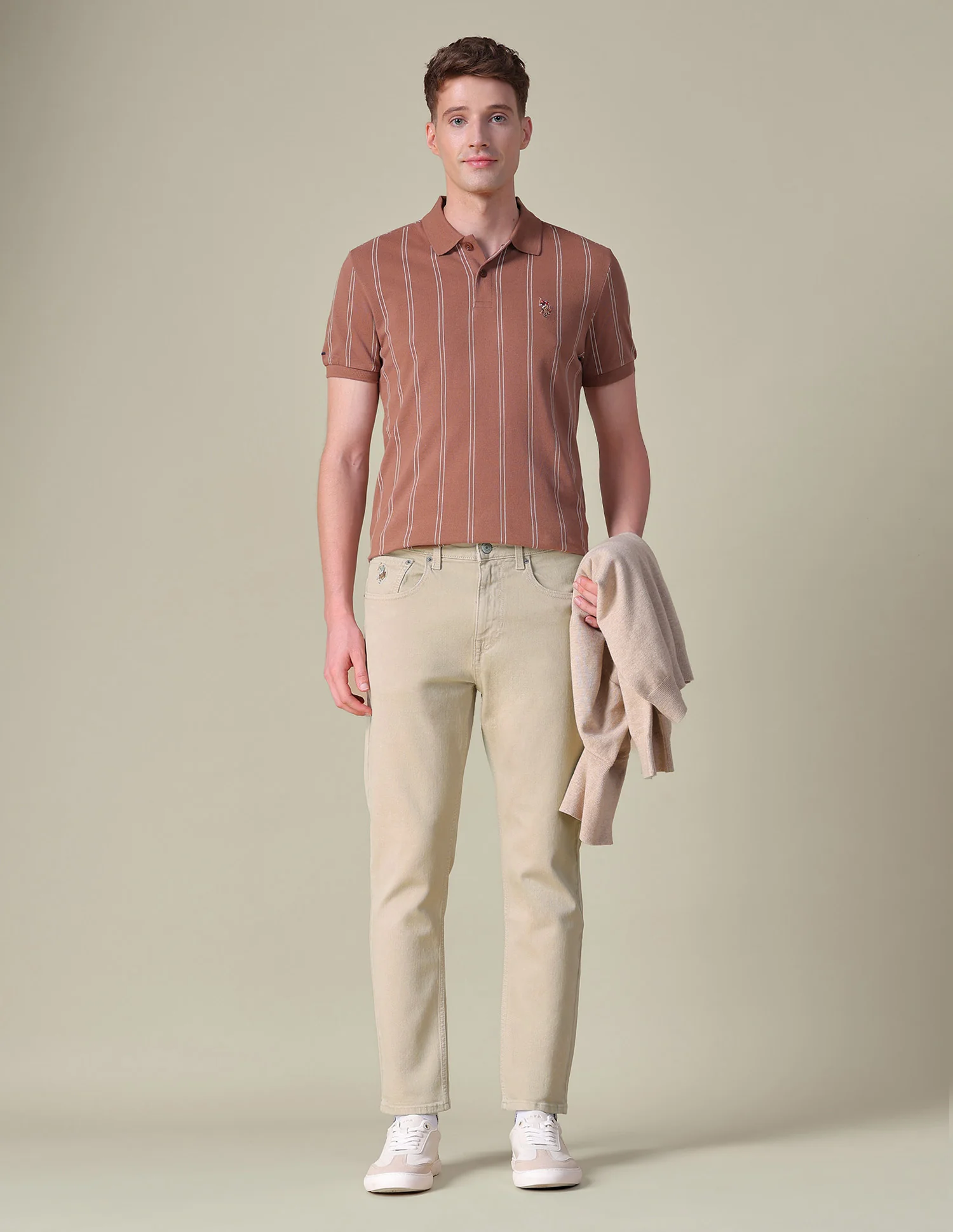 Cole Comfort Cropped Fit Brown Jeans - Image 3