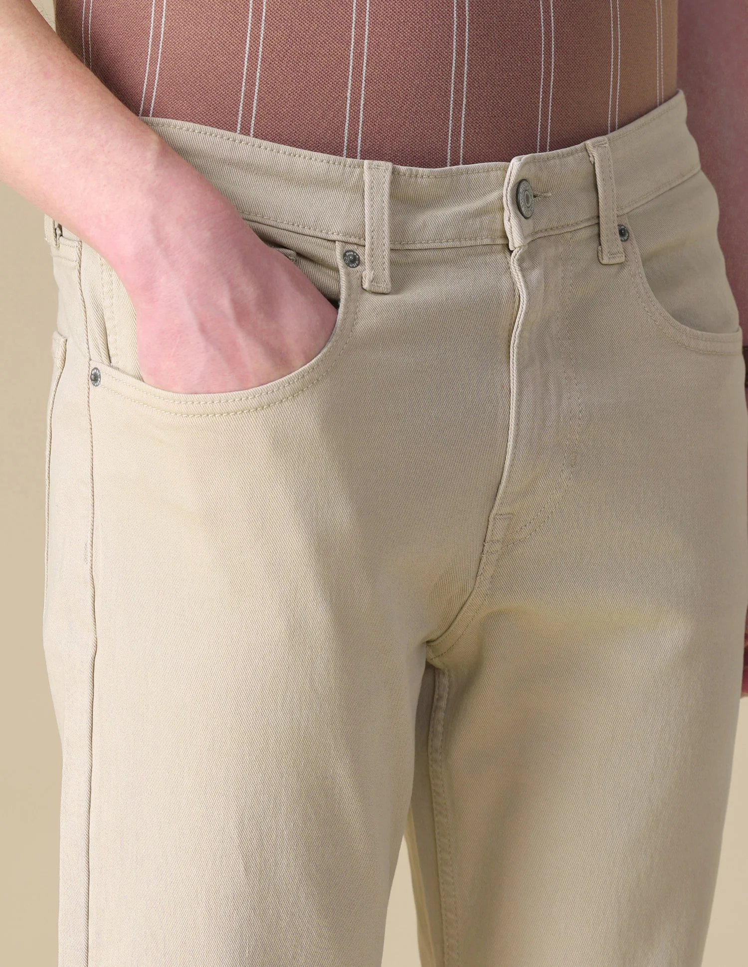 Cole Comfort Cropped Fit Brown Jeans - Image 7