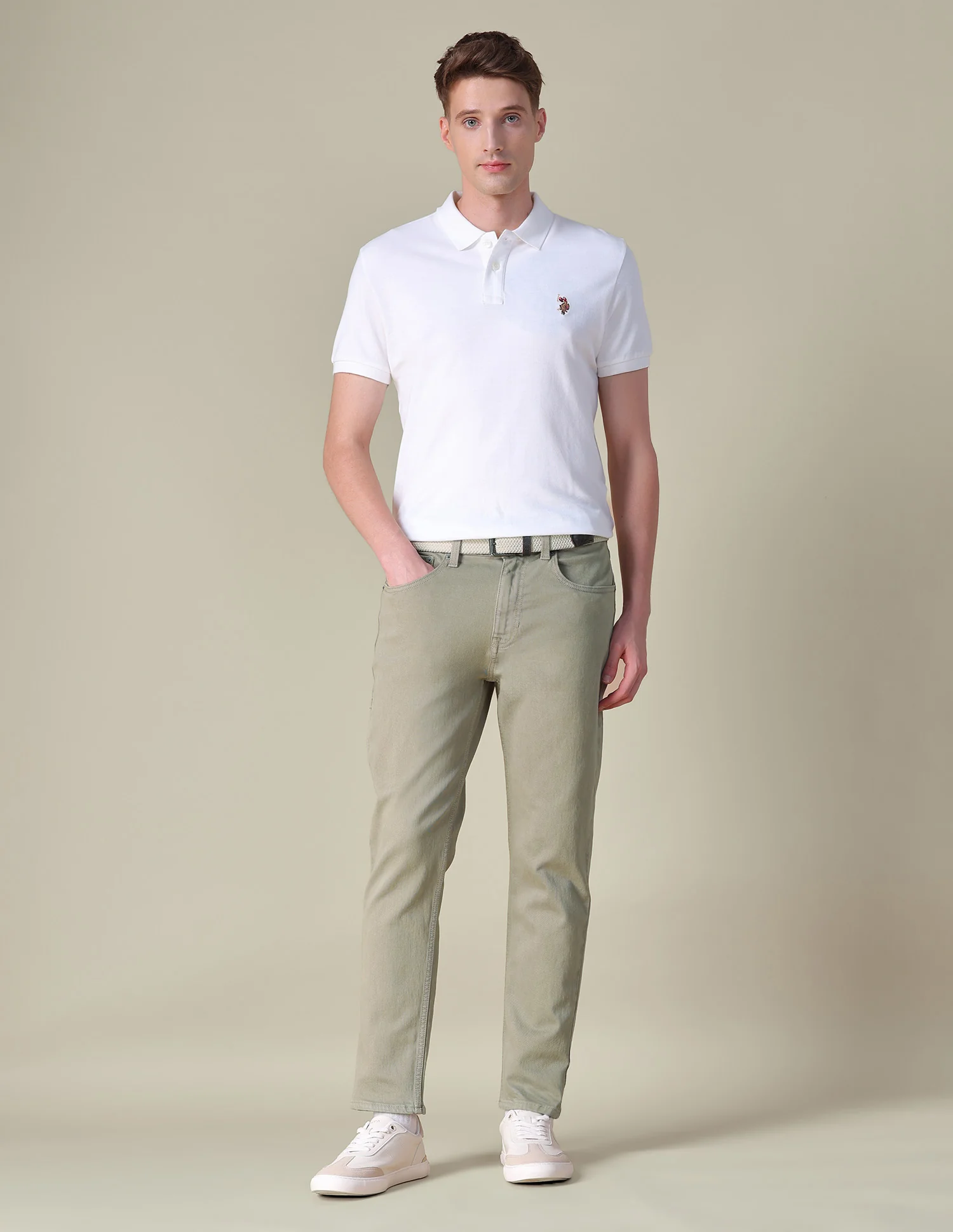 Cole Comfort Cropped Fit Green Jeans - Image 3