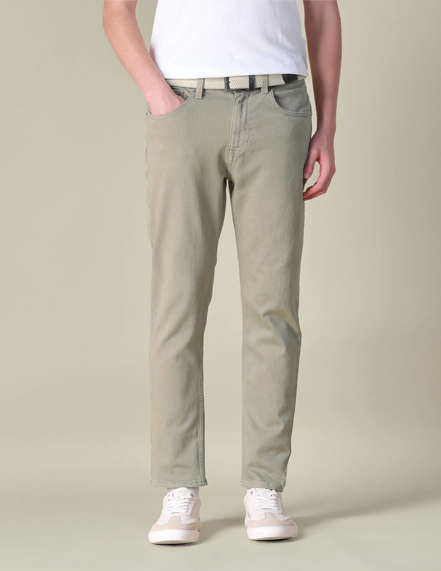 Cole Comfort Cropped Fit Green Jeans - Image 6