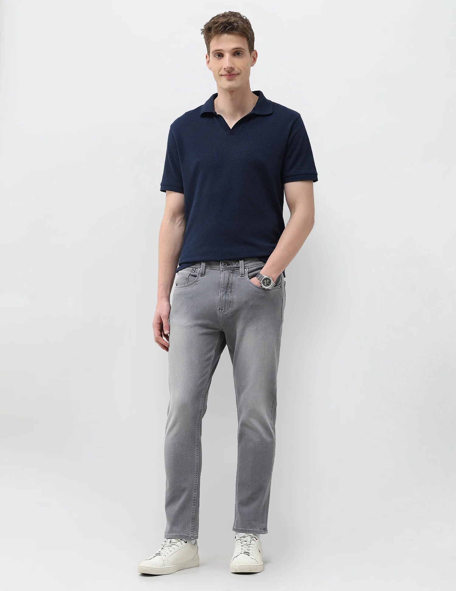 Cole Comfort Cropped Fit Grey Jeans - Image 3