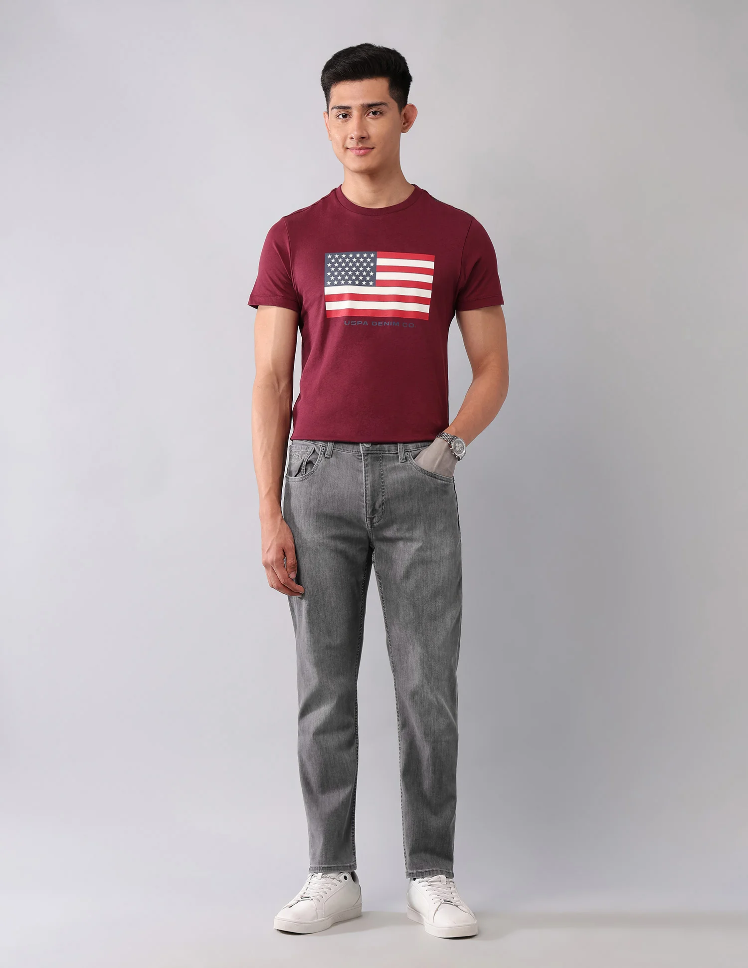 Cole Comfort Cropped Fit Grey Jeans - Image 3