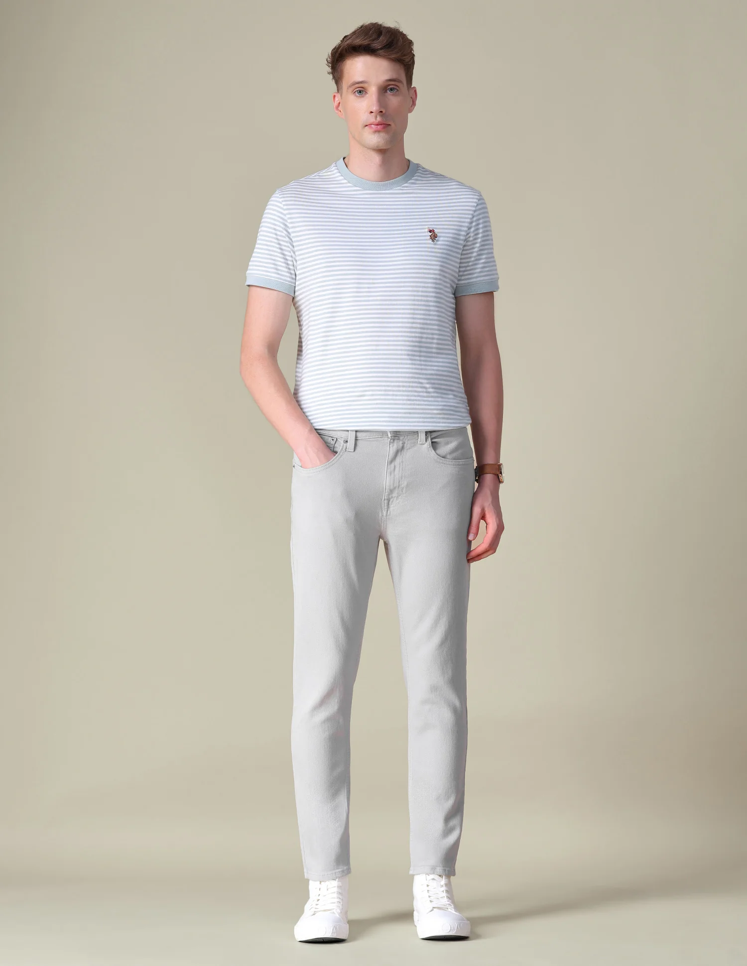 Cole Comfort Cropped Fit Grey Jeans - Image 3