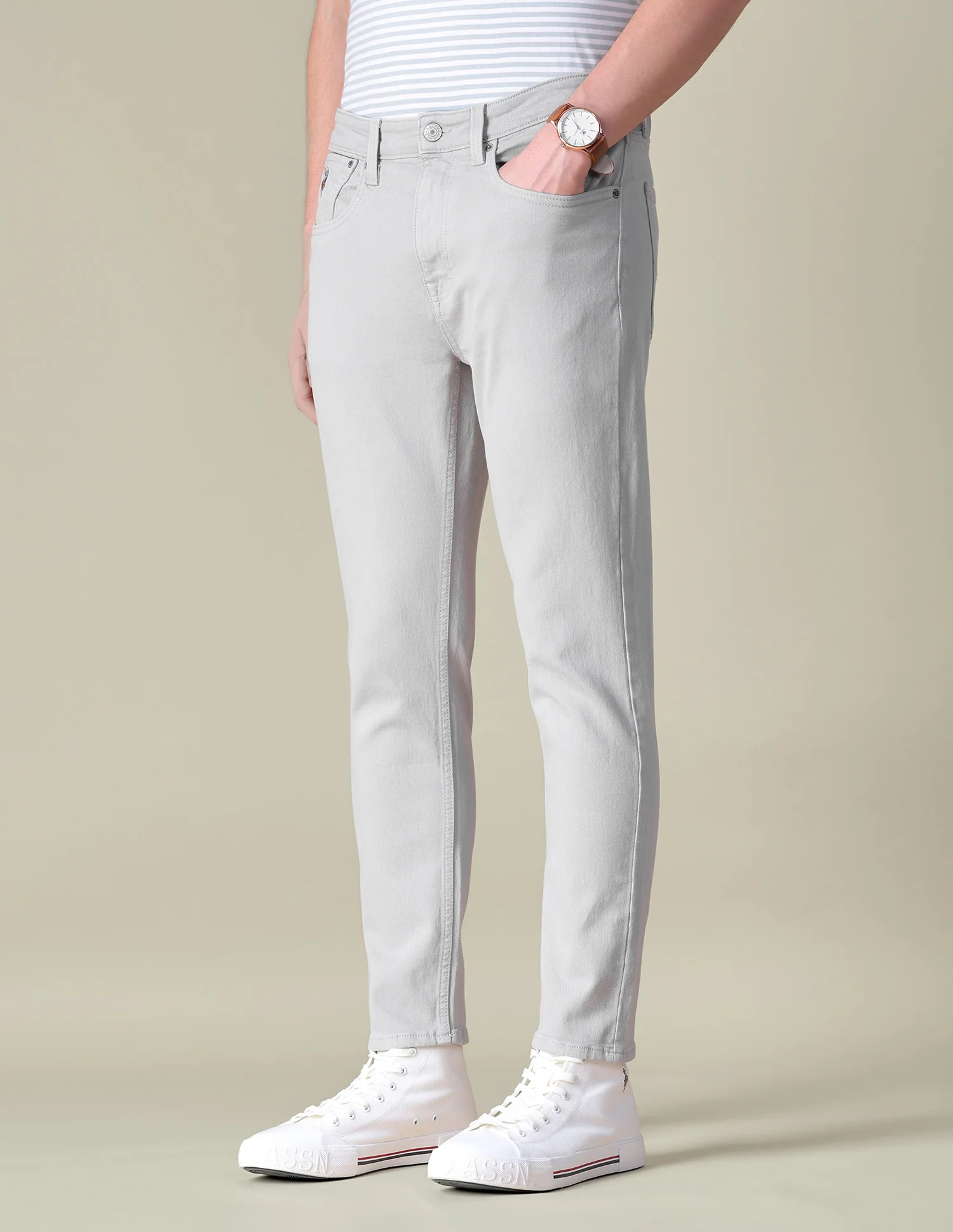 Cole Comfort Cropped Fit Grey Jeans - Image 4