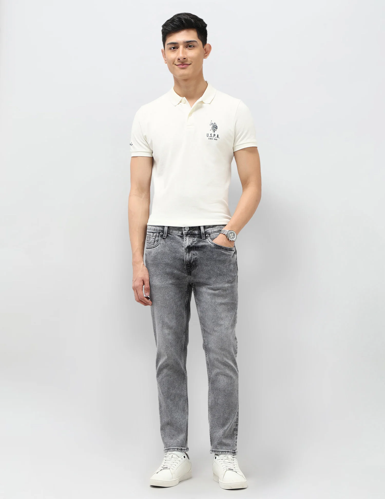 Cole Comfort Cropped Fit Grey Jeans - Image 3