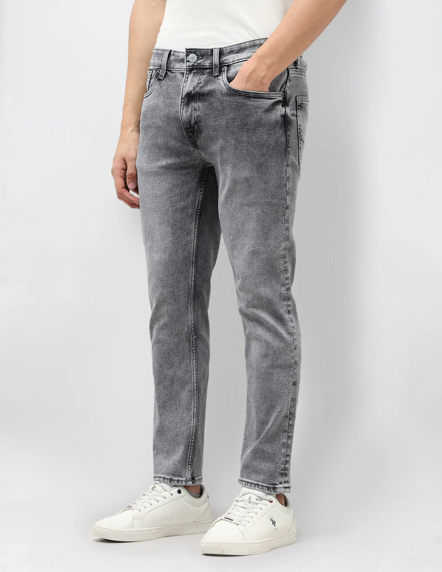 Cole Comfort Cropped Fit Grey Jeans - Image 4