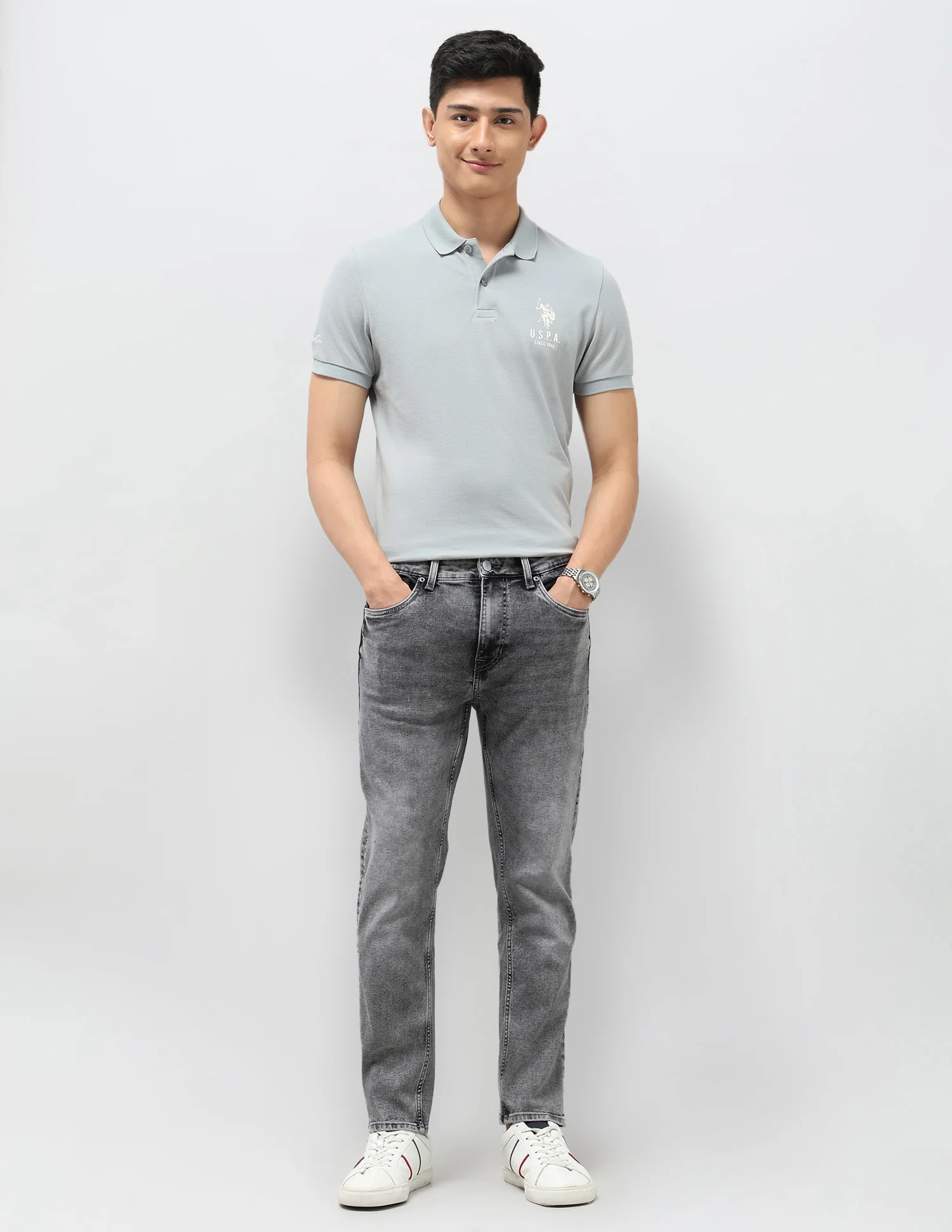 Cole Comfort Cropped Fit Grey Jeans - Image 3