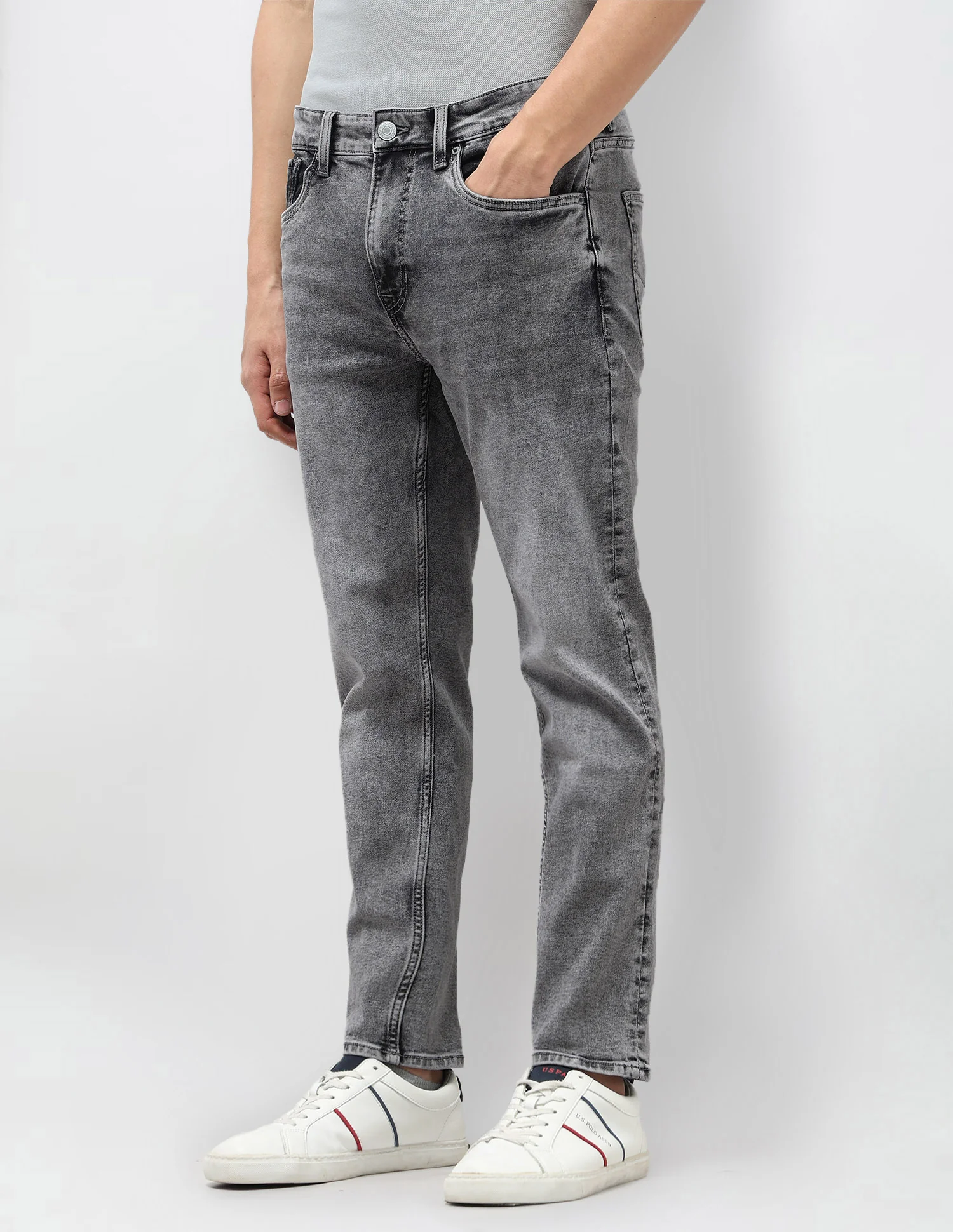 Cole Comfort Cropped Fit Grey Jeans - Image 4