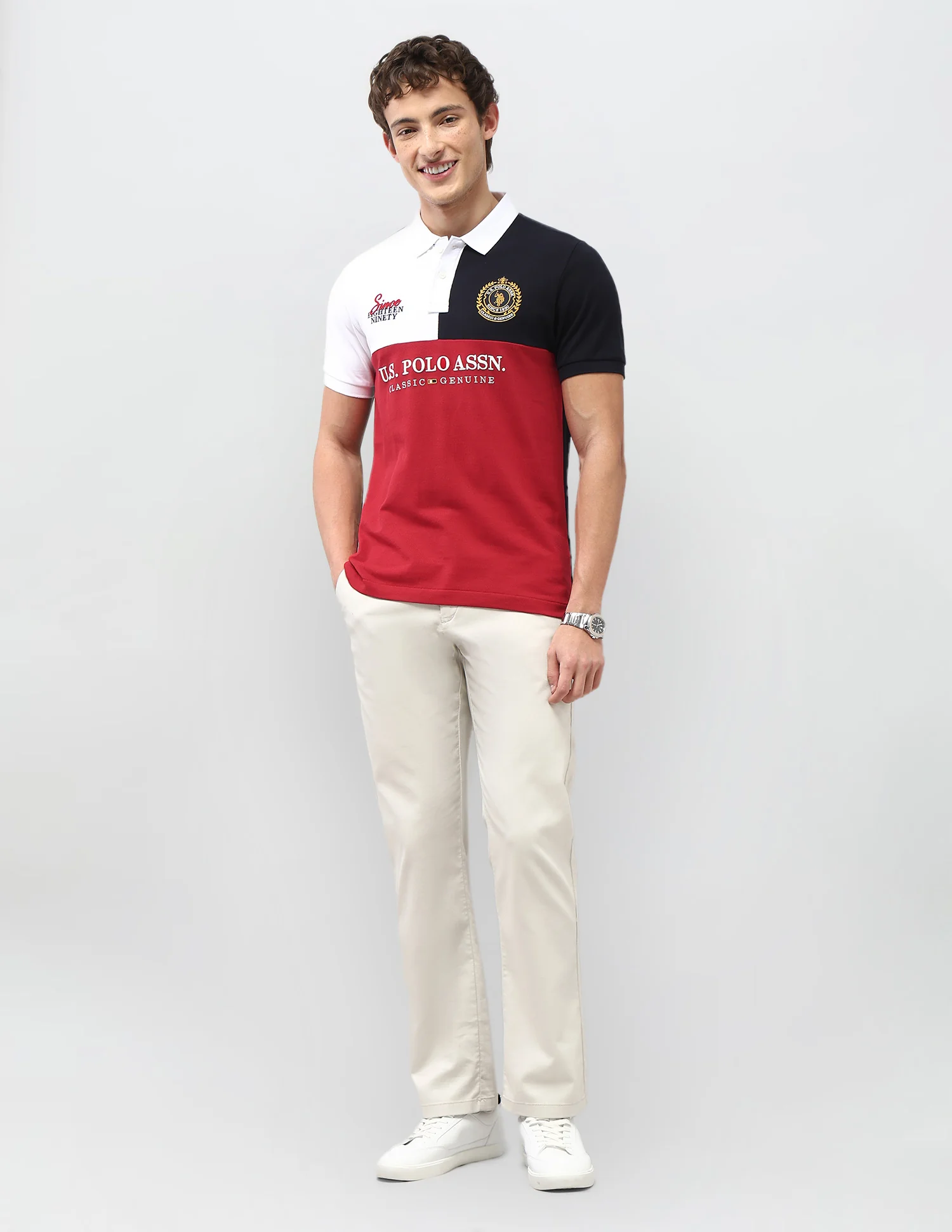 Colorblock Brand Embroidered New Port Marina Polo Shirt - Image 3