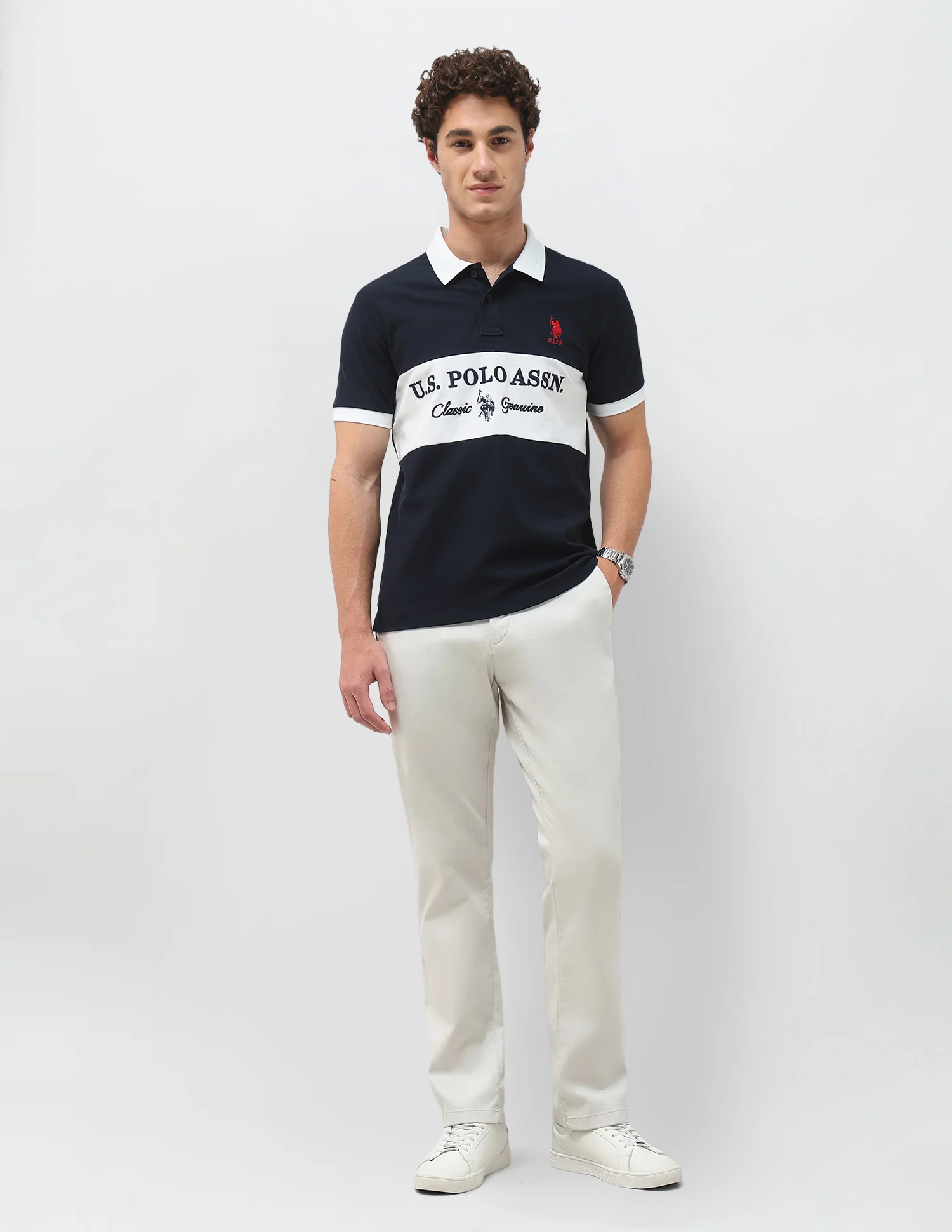 Colorblocked Brand Embroidered Slim Fit Polo Shirt - Image 3