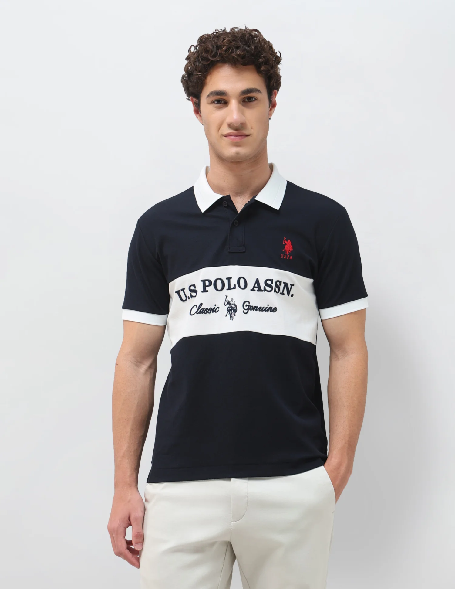 Colorblocked Brand Embroidered Slim Fit Polo Shirt - Image 6
