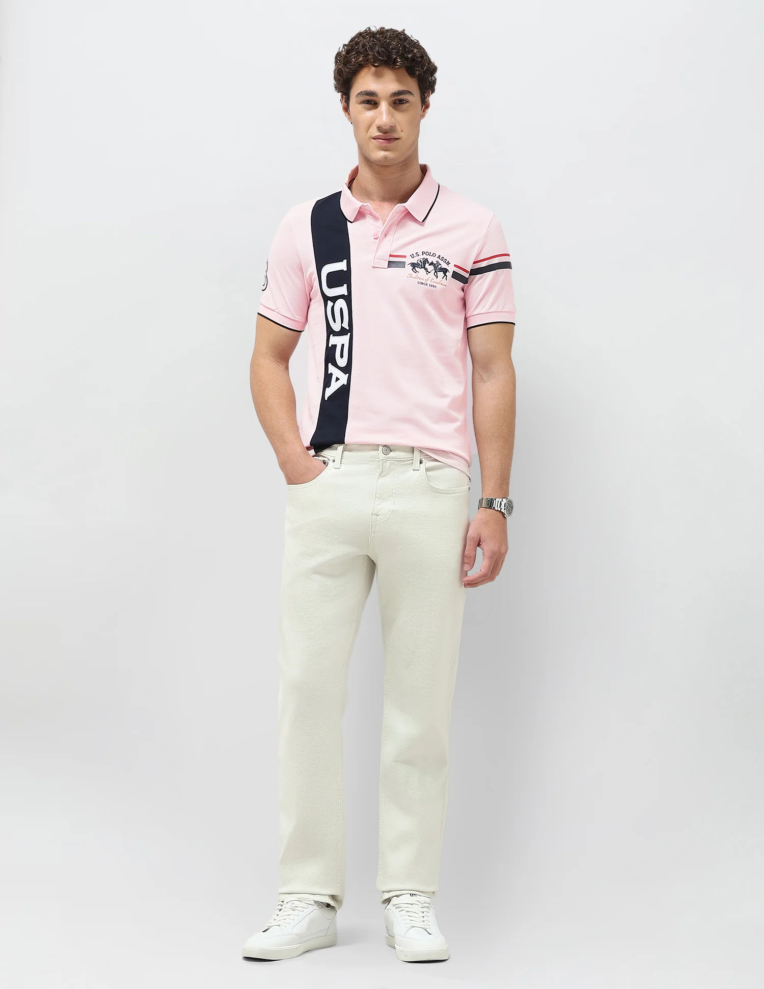 Colorblocked Brand Embroidered Slim Fit Polo Shirt - Image 3