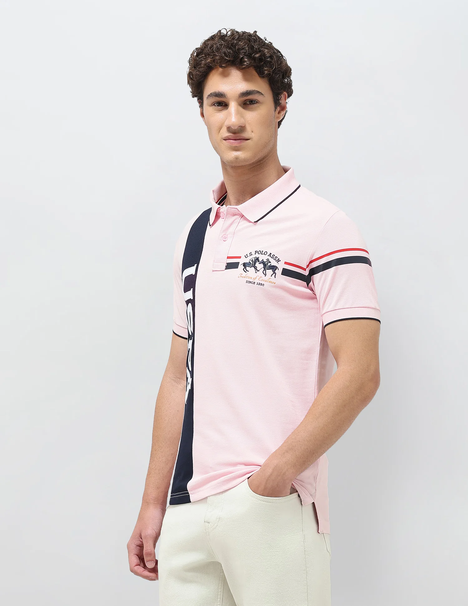 Colorblocked Brand Embroidered Slim Fit Polo Shirt - Image 4