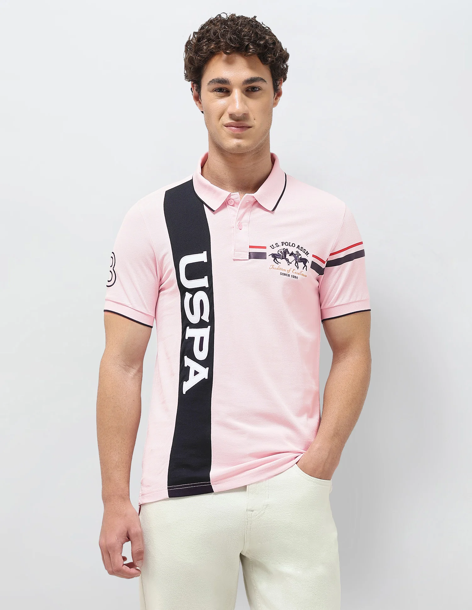 Colorblocked Brand Embroidered Slim Fit Polo Shirt - Image 6