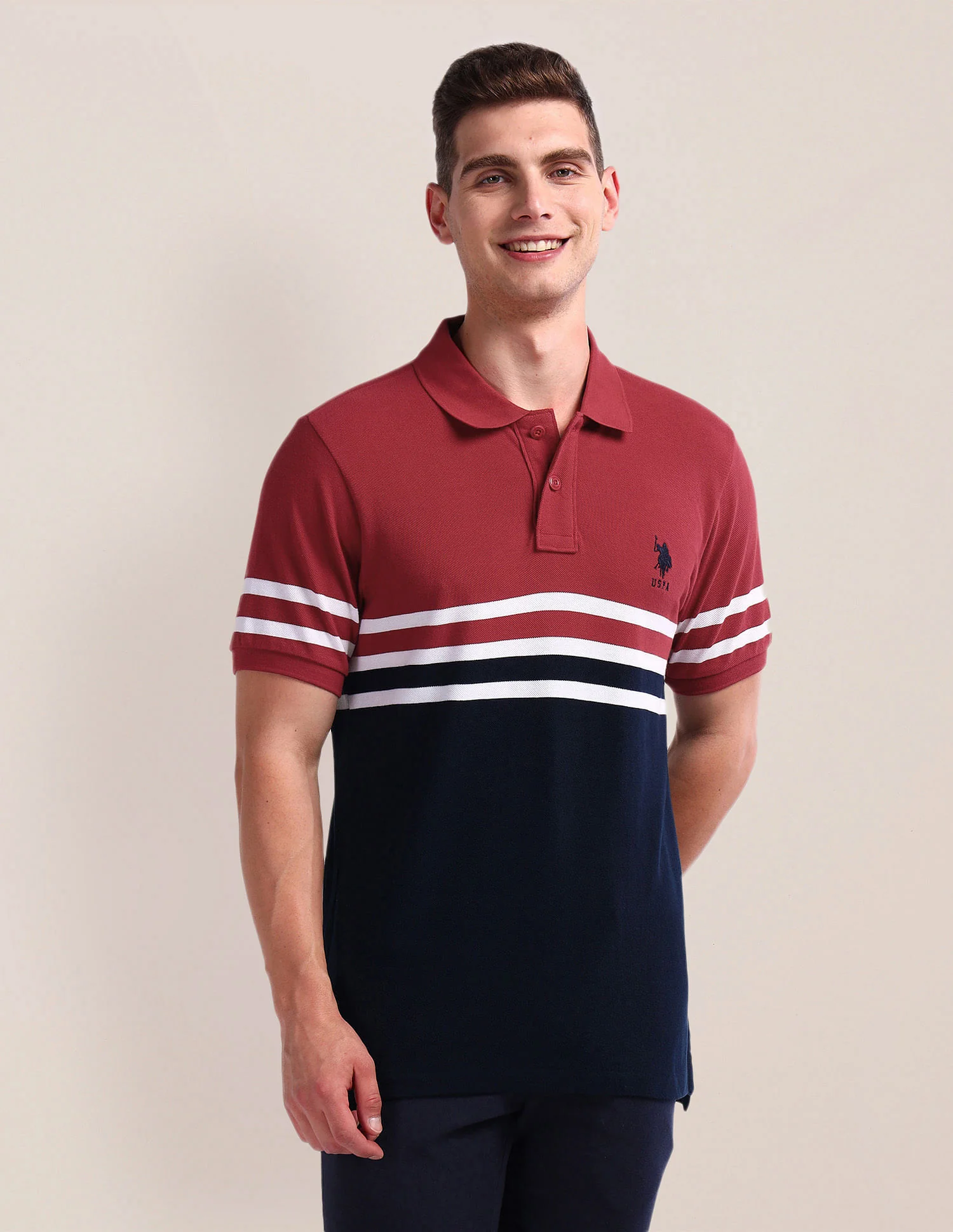 Colour Block Pique Polo Shirt - Image 6