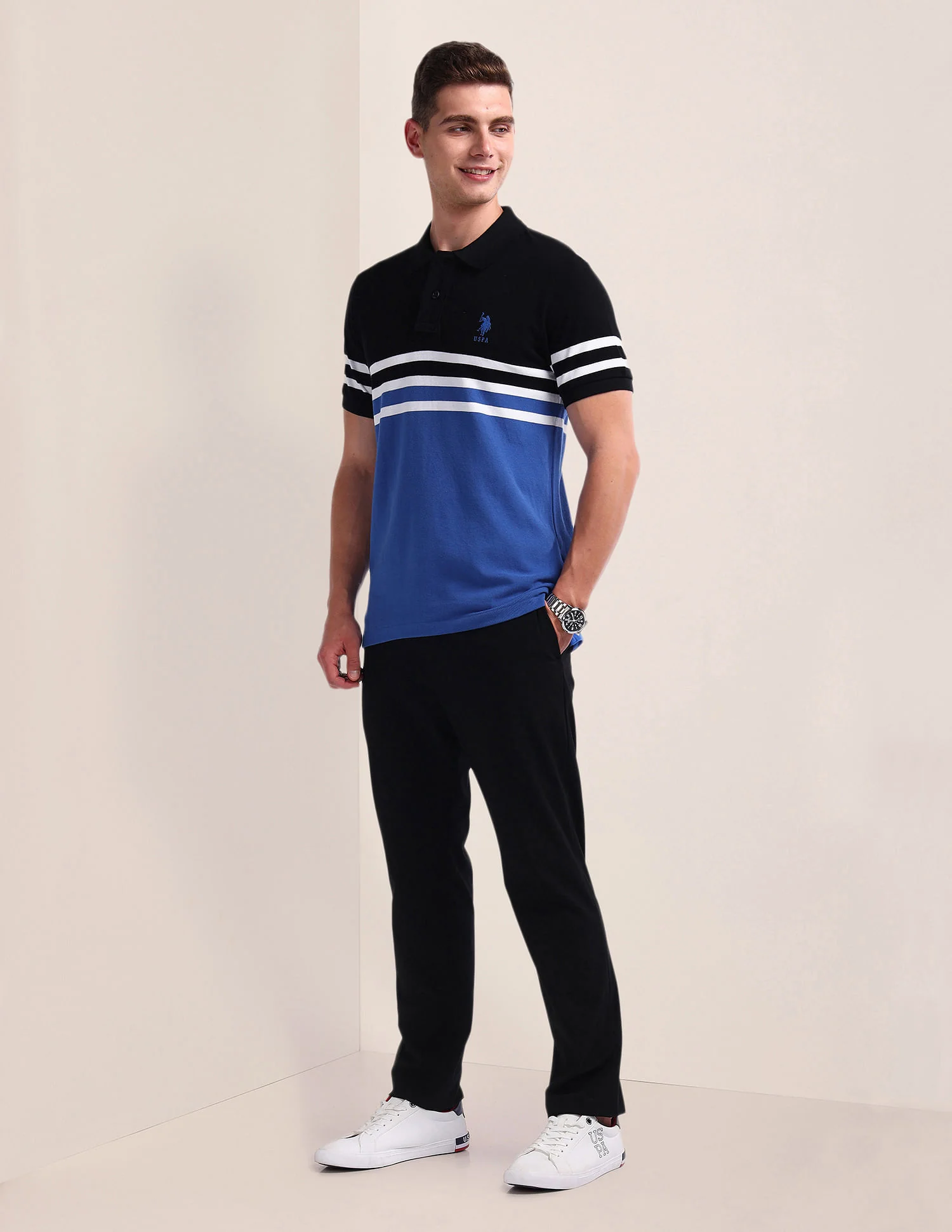 Colour Block Pique Polo Shirt - Image 3