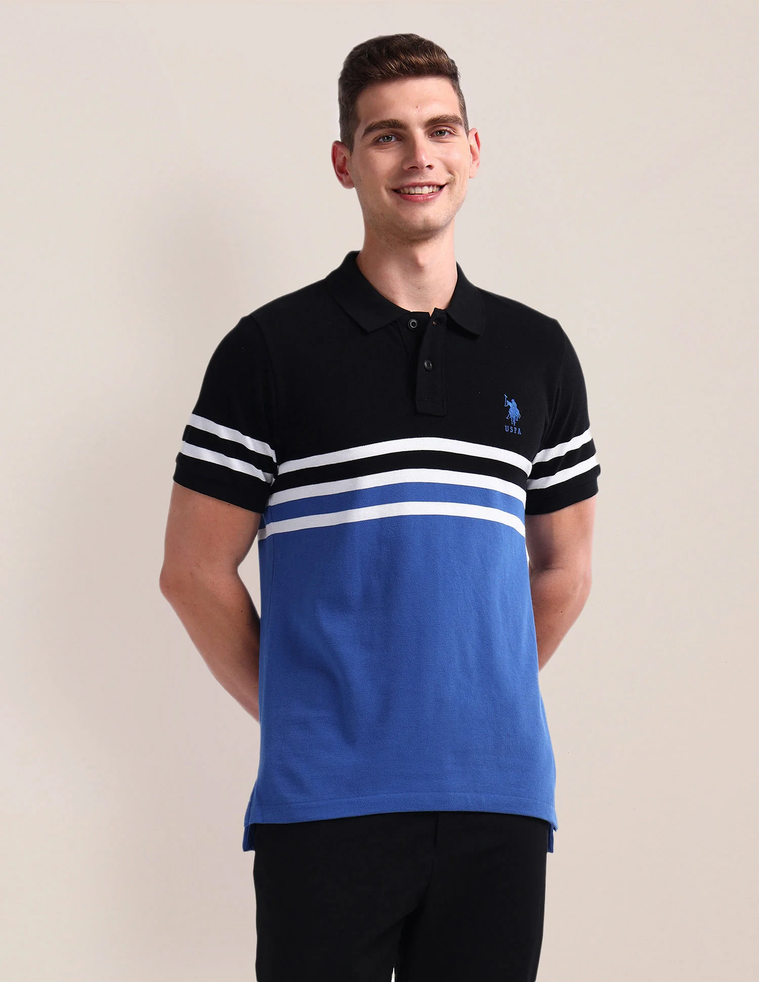 Colour Block Pique Polo Shirt - Image 6