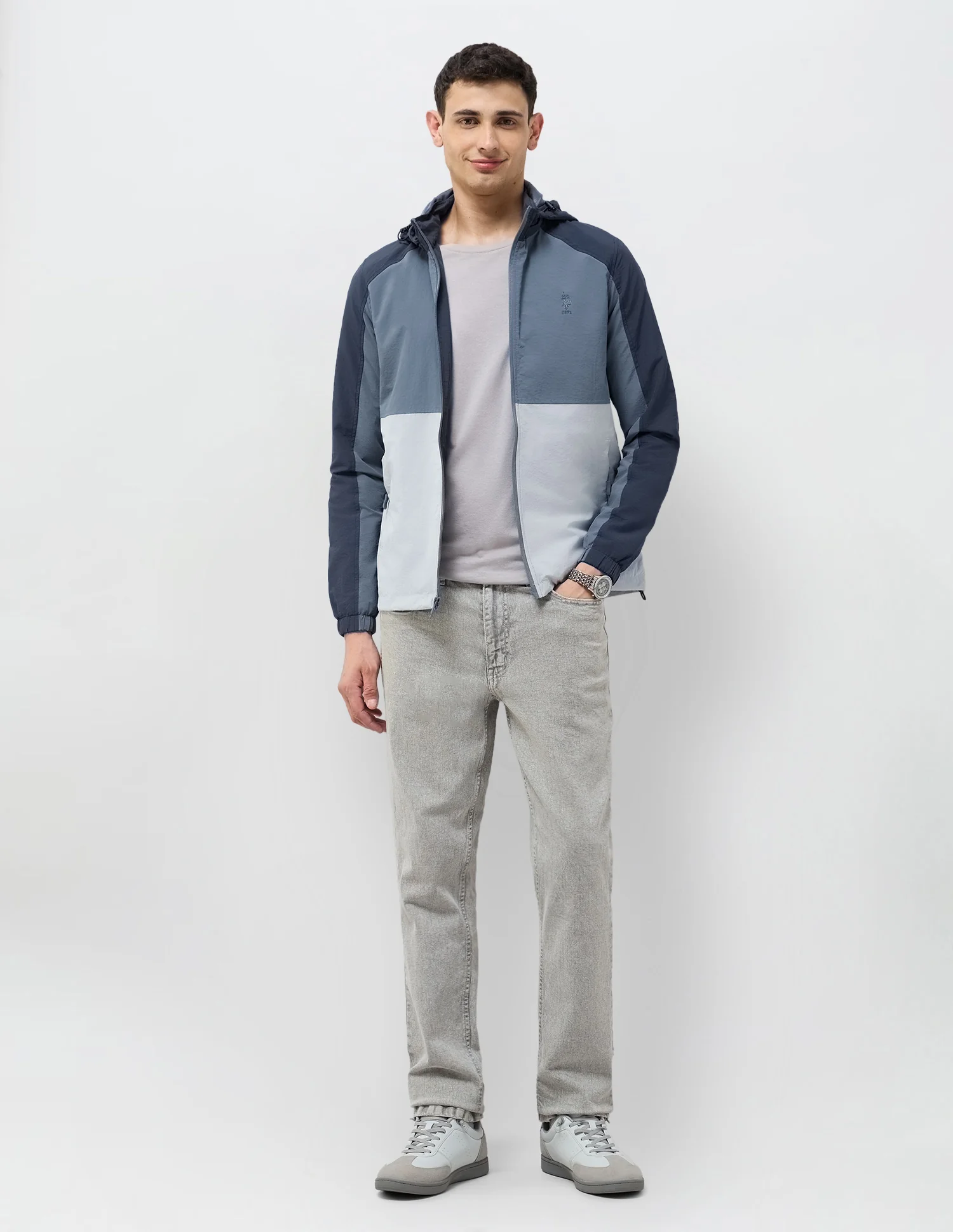 Colour Blocked Detachable Hood Jacket - Image 3
