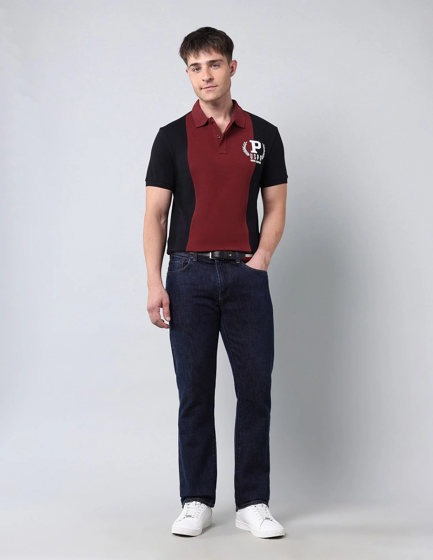 Colour Blocked Muscle Fit Polo Shirt - Image 3
