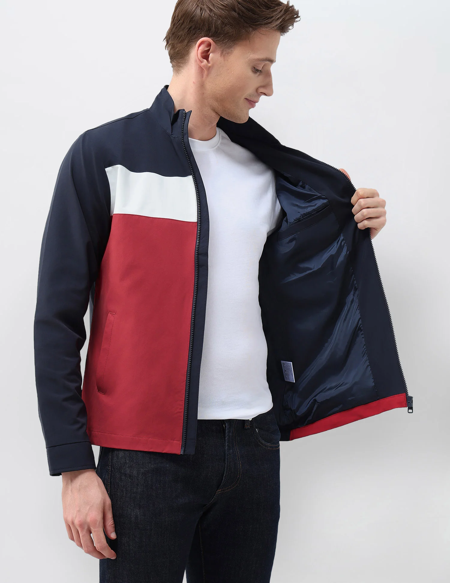 Colour Blocked Regular Fit Casual Jacket - Image 8