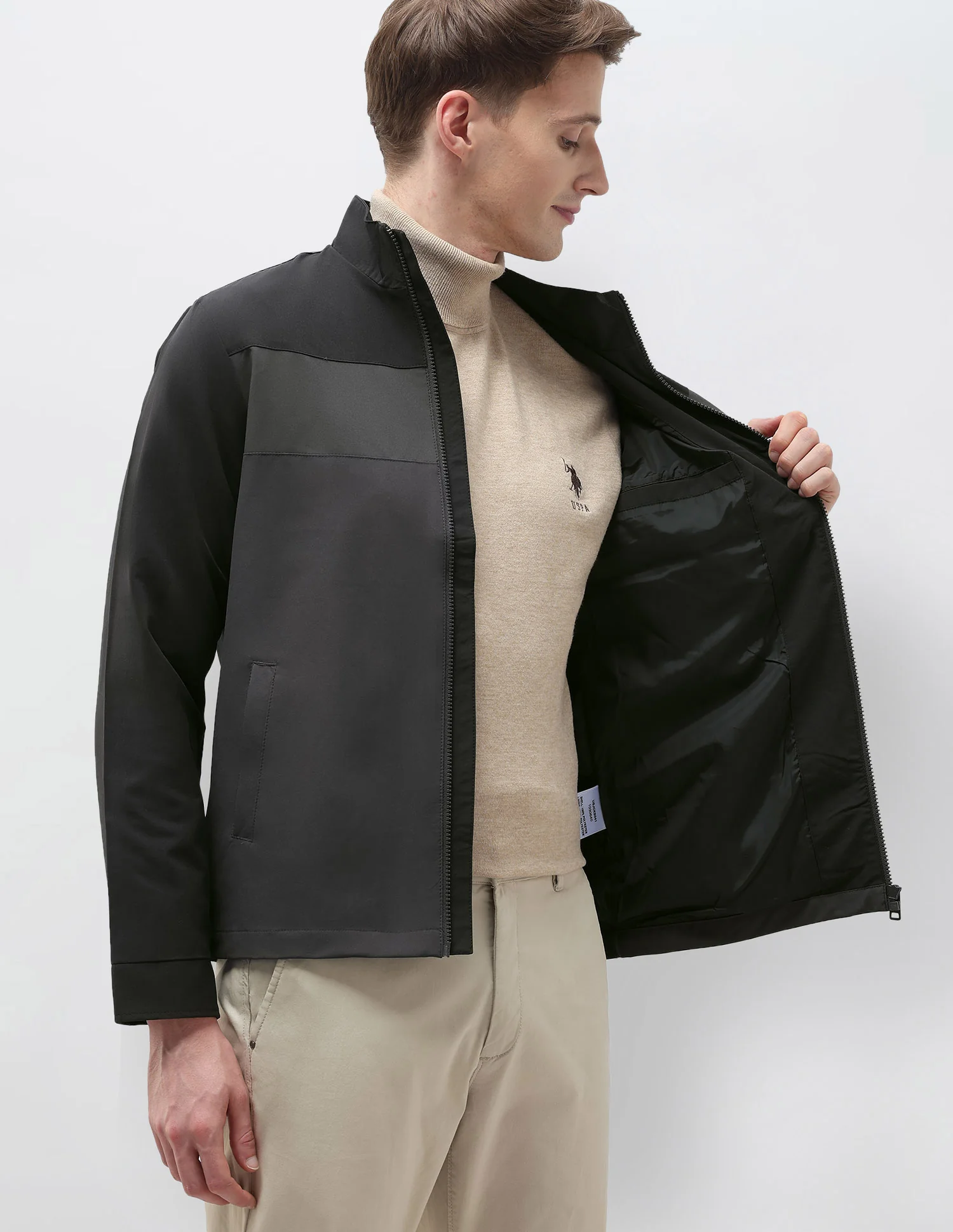 Colour Blocked Regular Fit Casual Jacket - Image 10