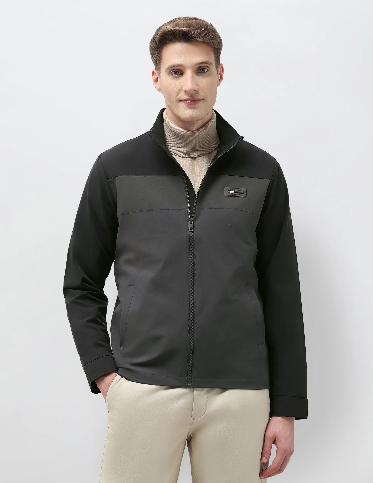 Colour Blocked Regular Fit Casual Jacket - Image 6