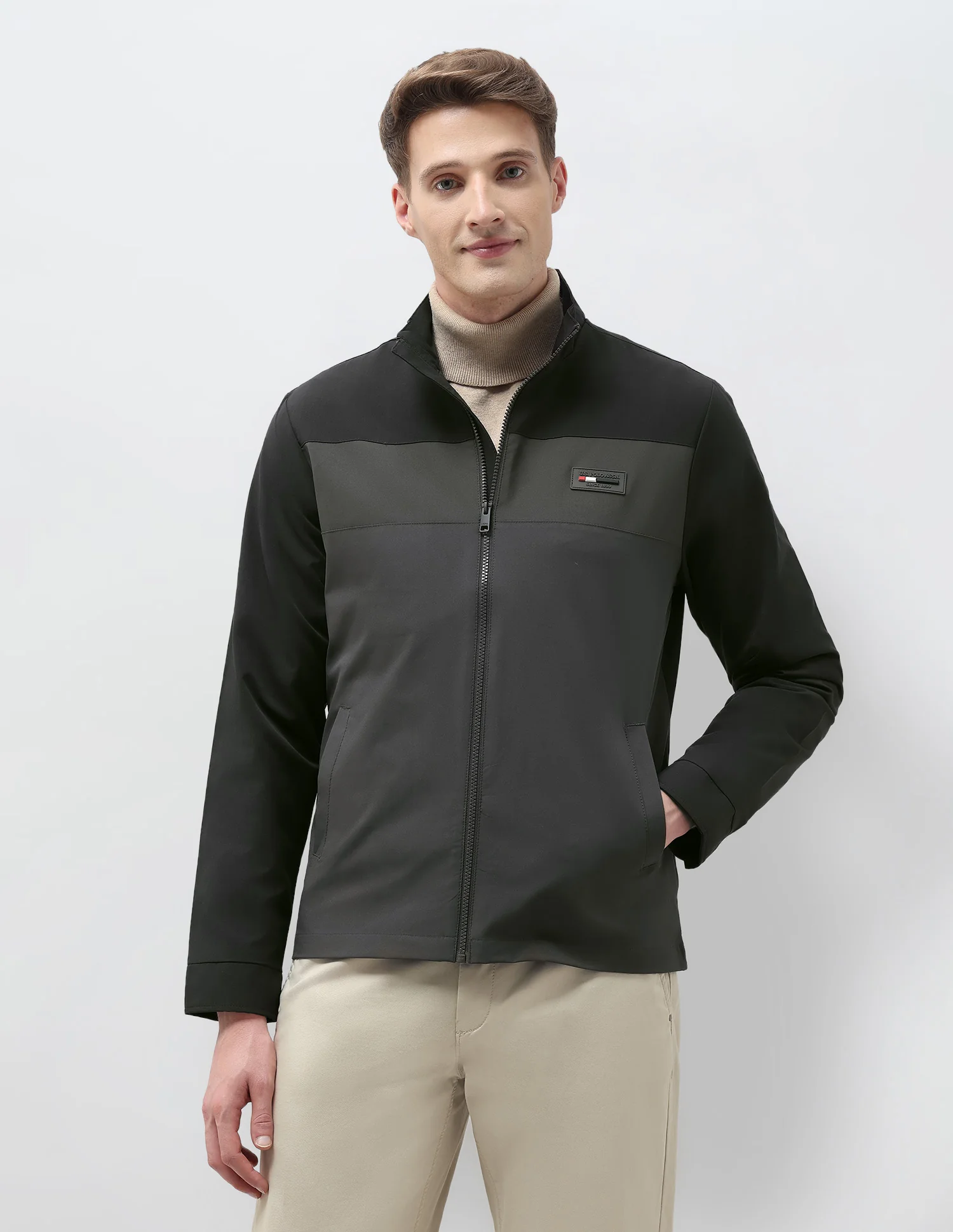 Colour Blocked Regular Fit Casual Jacket - Image 9