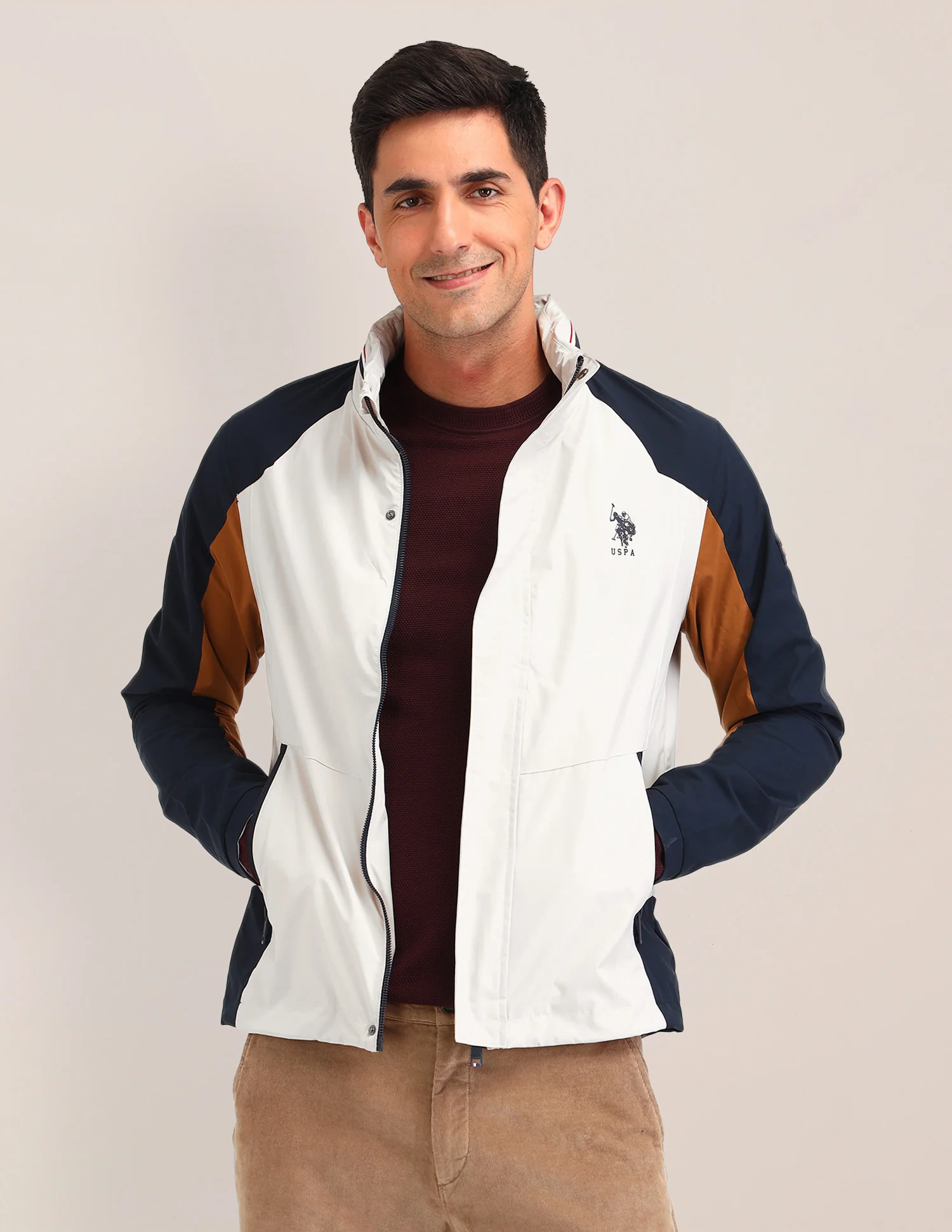 Colour blocked Regular Fit Jacket