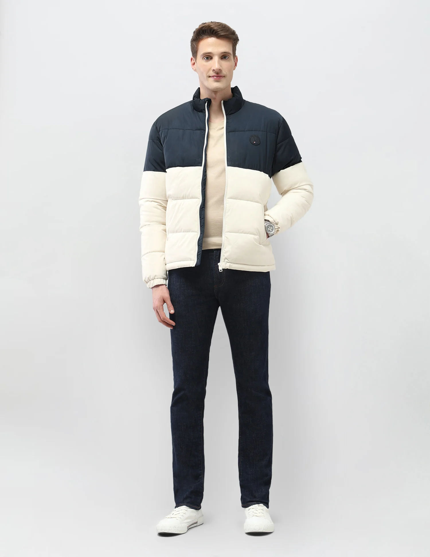 Colour Blocked Regular Fit Puffer Jacket - Image 3